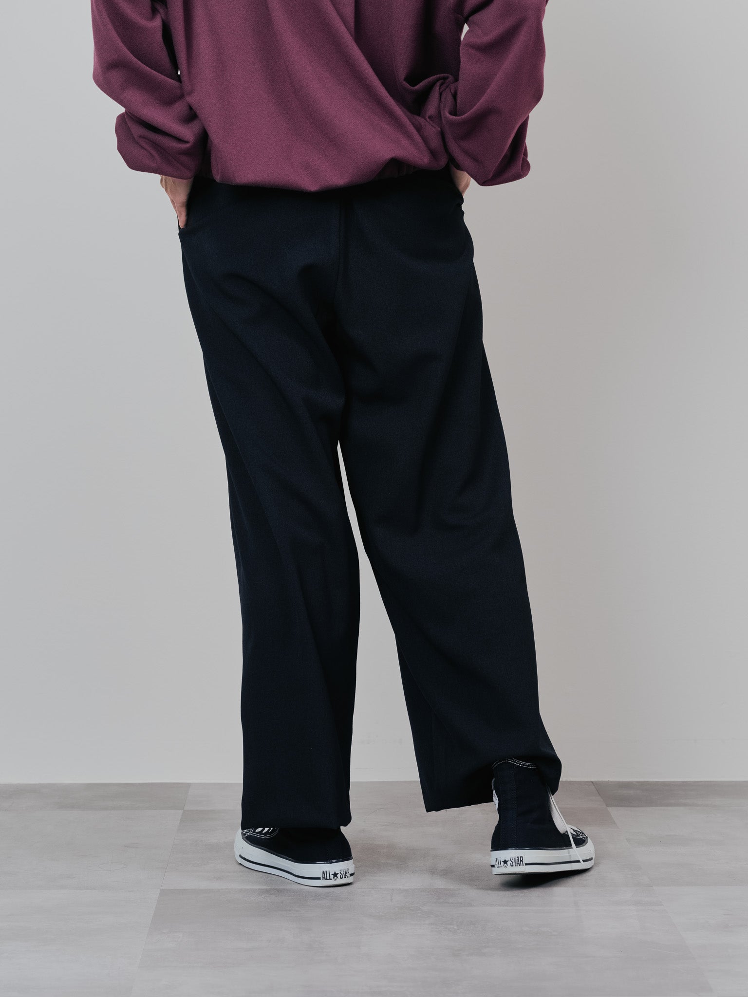 ウエストボタンタックワイドパンツ [608319] black