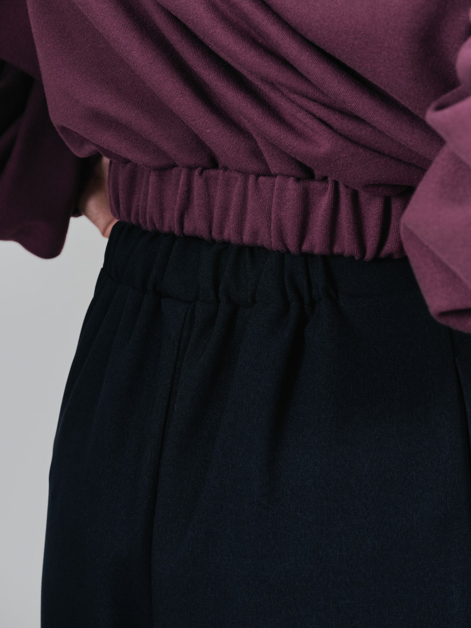 ウエストボタンタックワイドパンツ [608319] black