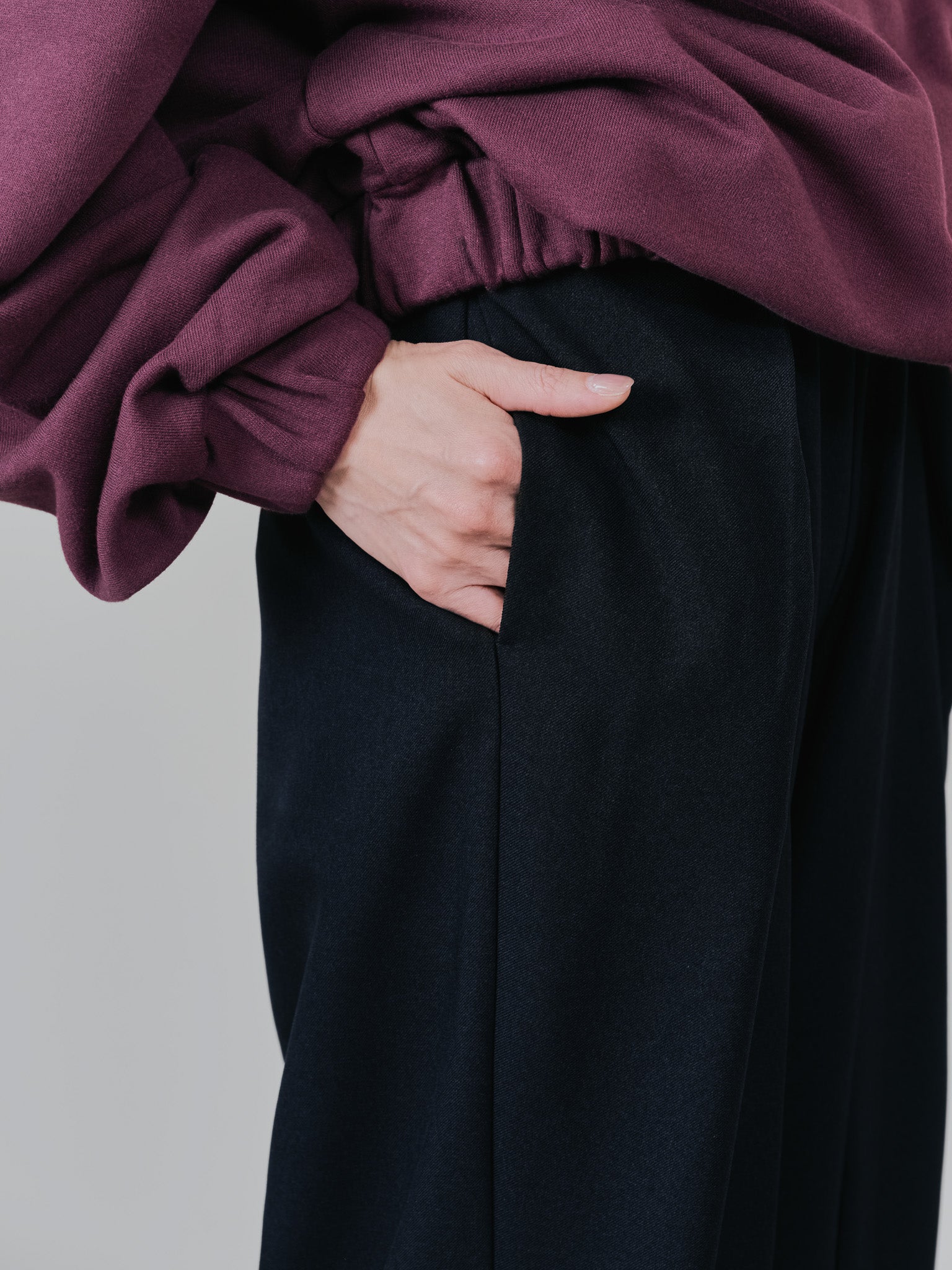 ウエストボタンタックワイドパンツ [608319] black