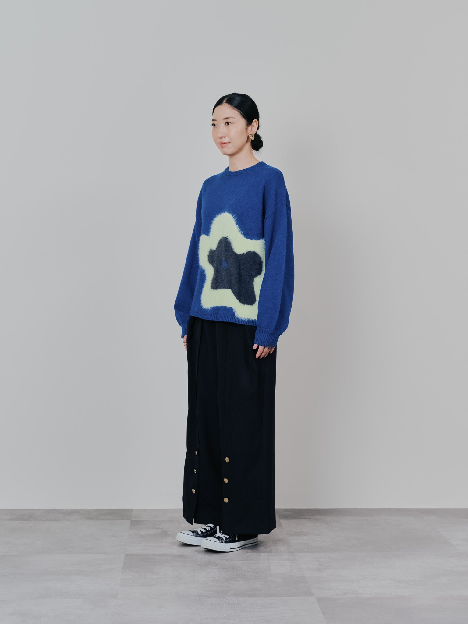 フラワーモチーフニットトップス [601408] peacock