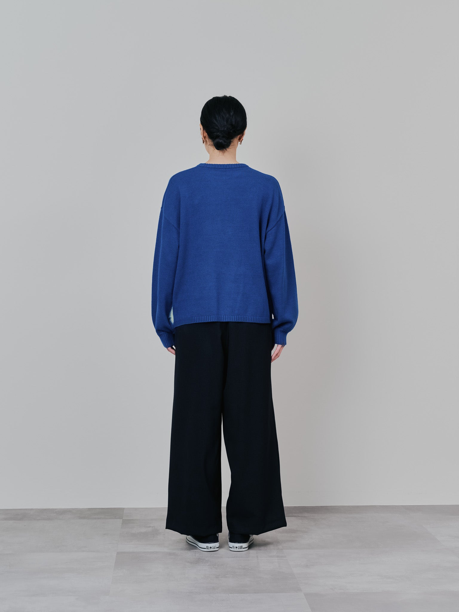 ウエストボタンタックワイドパンツ [608319] black