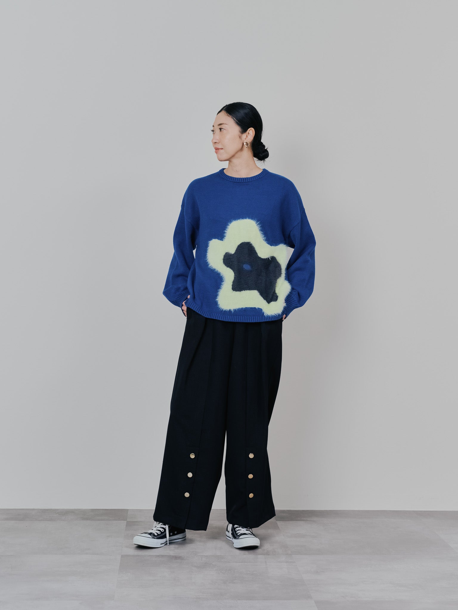 フラワーモチーフニットトップス [601408] peacock