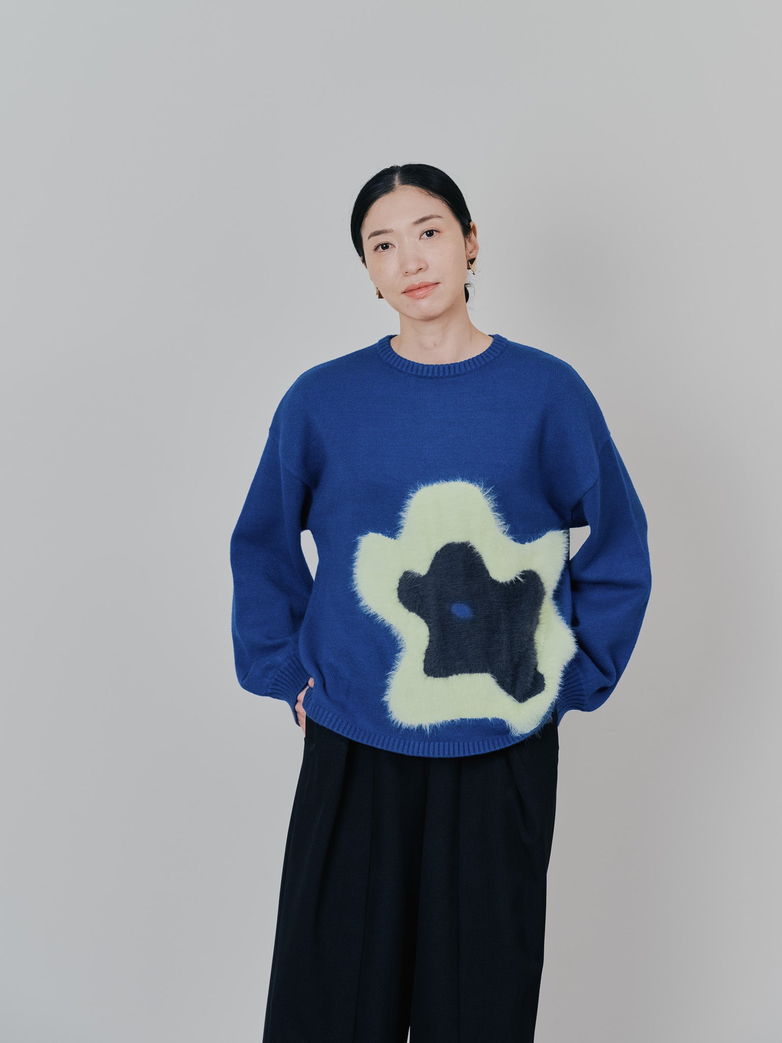 フラワーモチーフニットトップス [601408] peacock