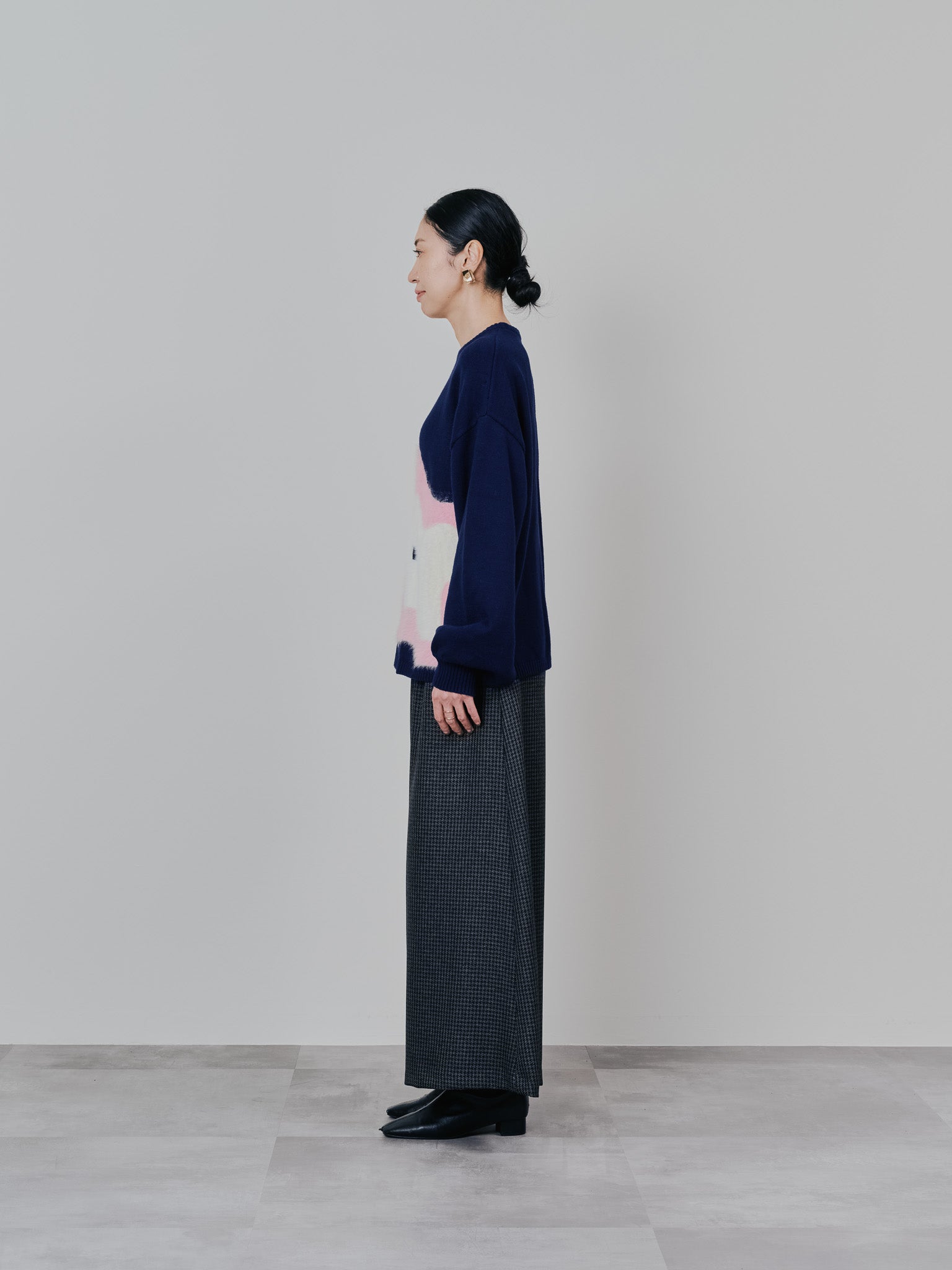 フラワーモチーフニットトップス [601408] navy