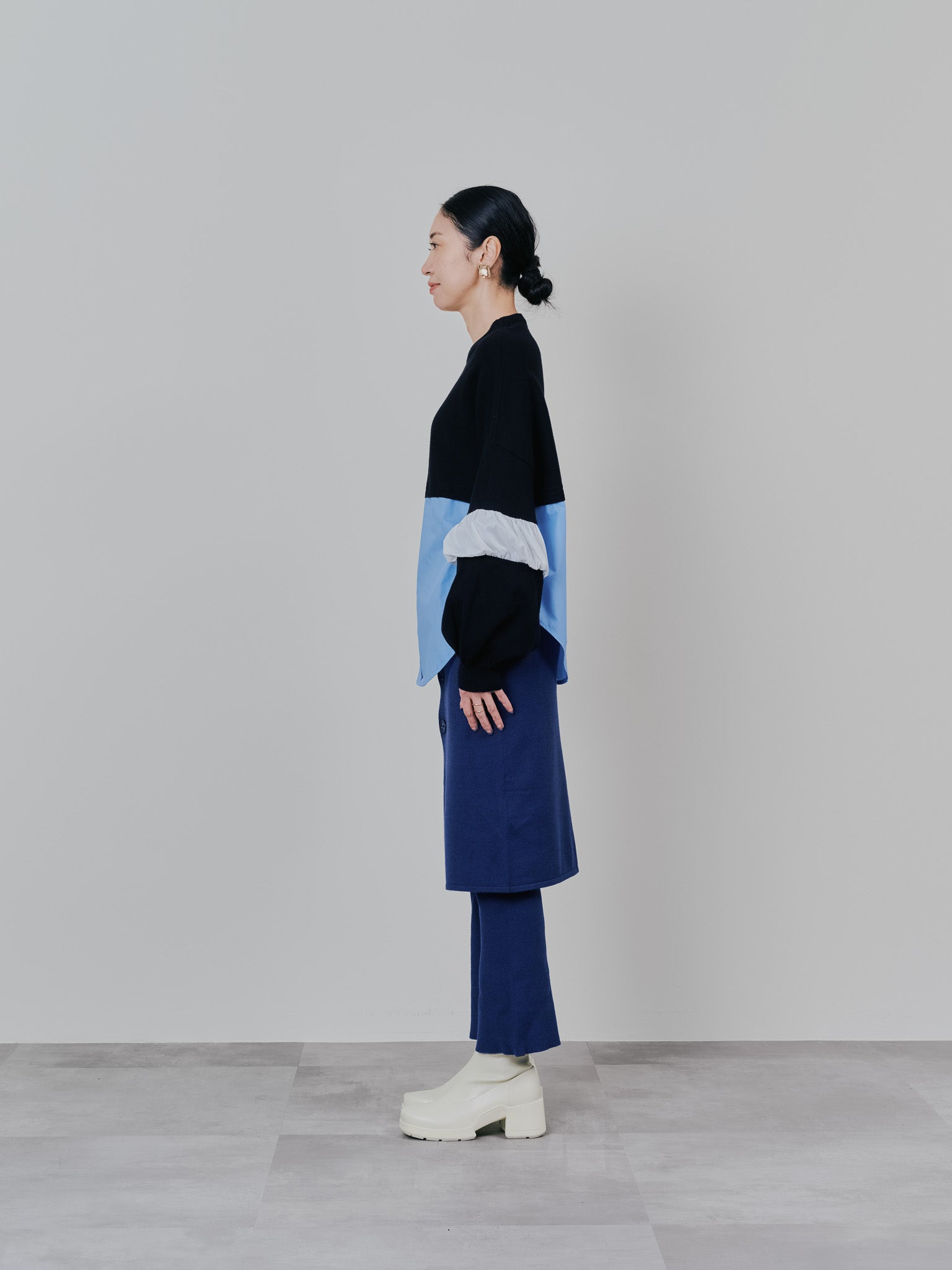 スカートレイヤードニットパンツ [601415] blue