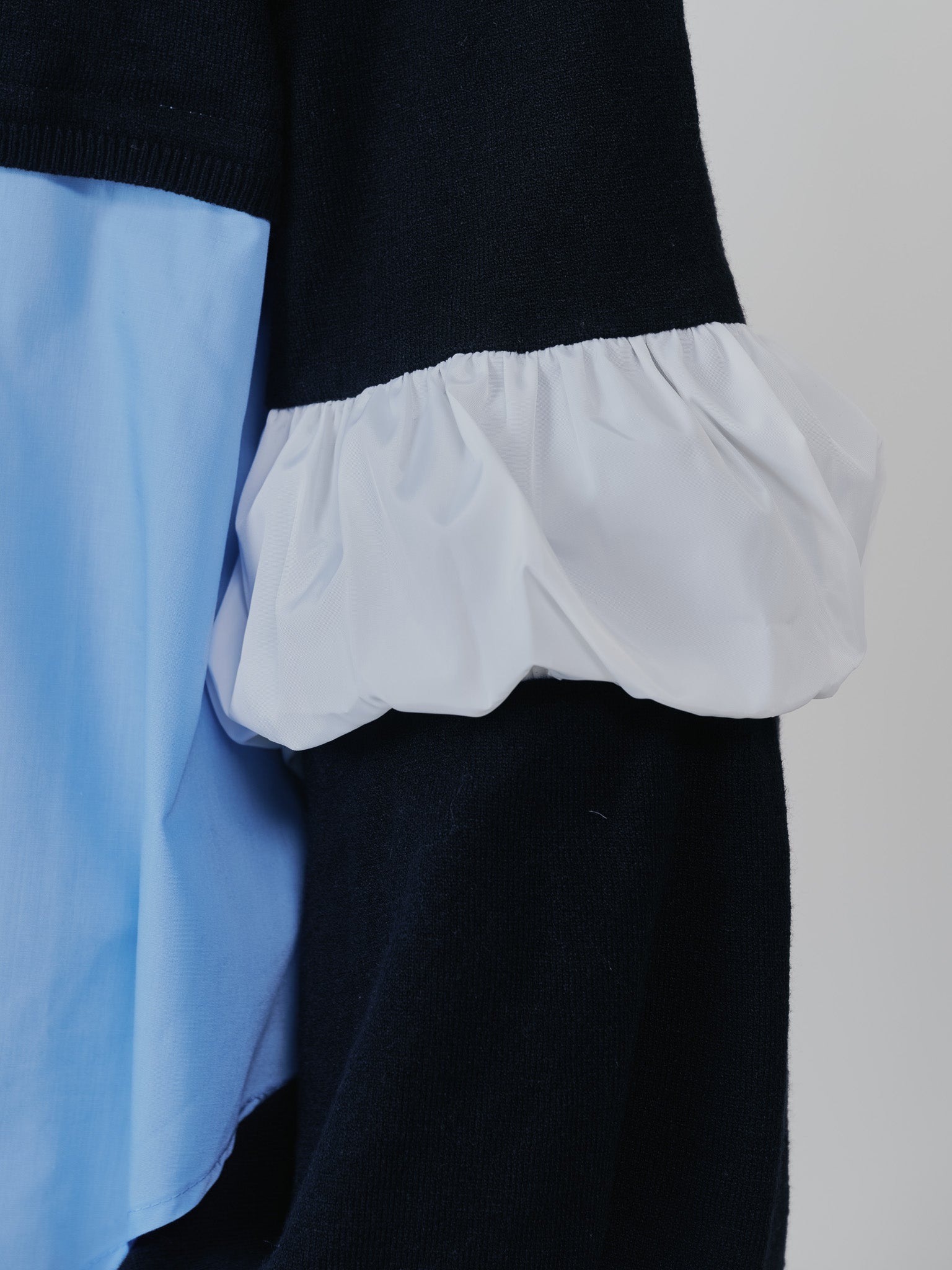 配色シャツレイヤードライクニットトップス [605535] blue