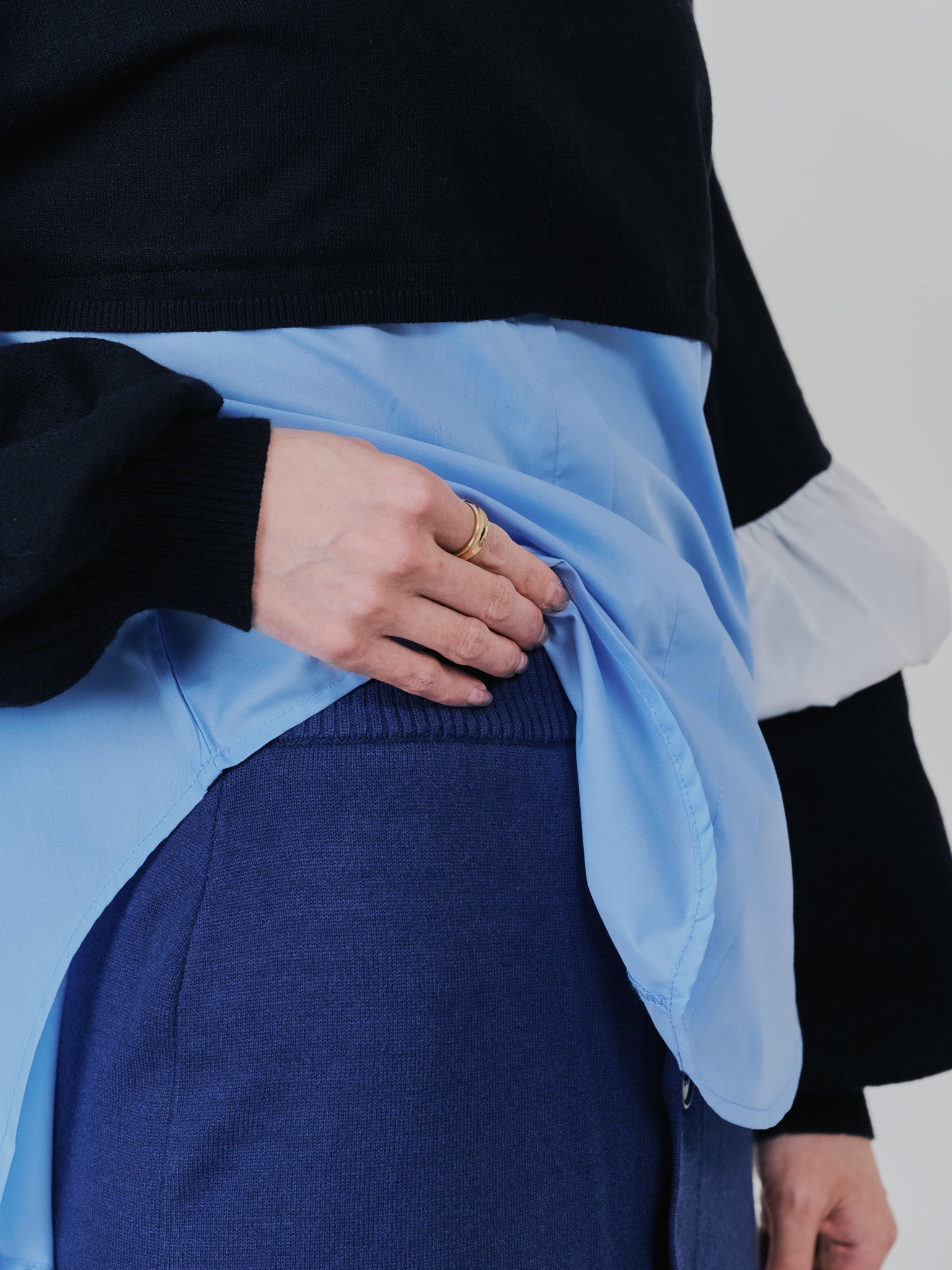 スカートレイヤードニットパンツ [601415] blue