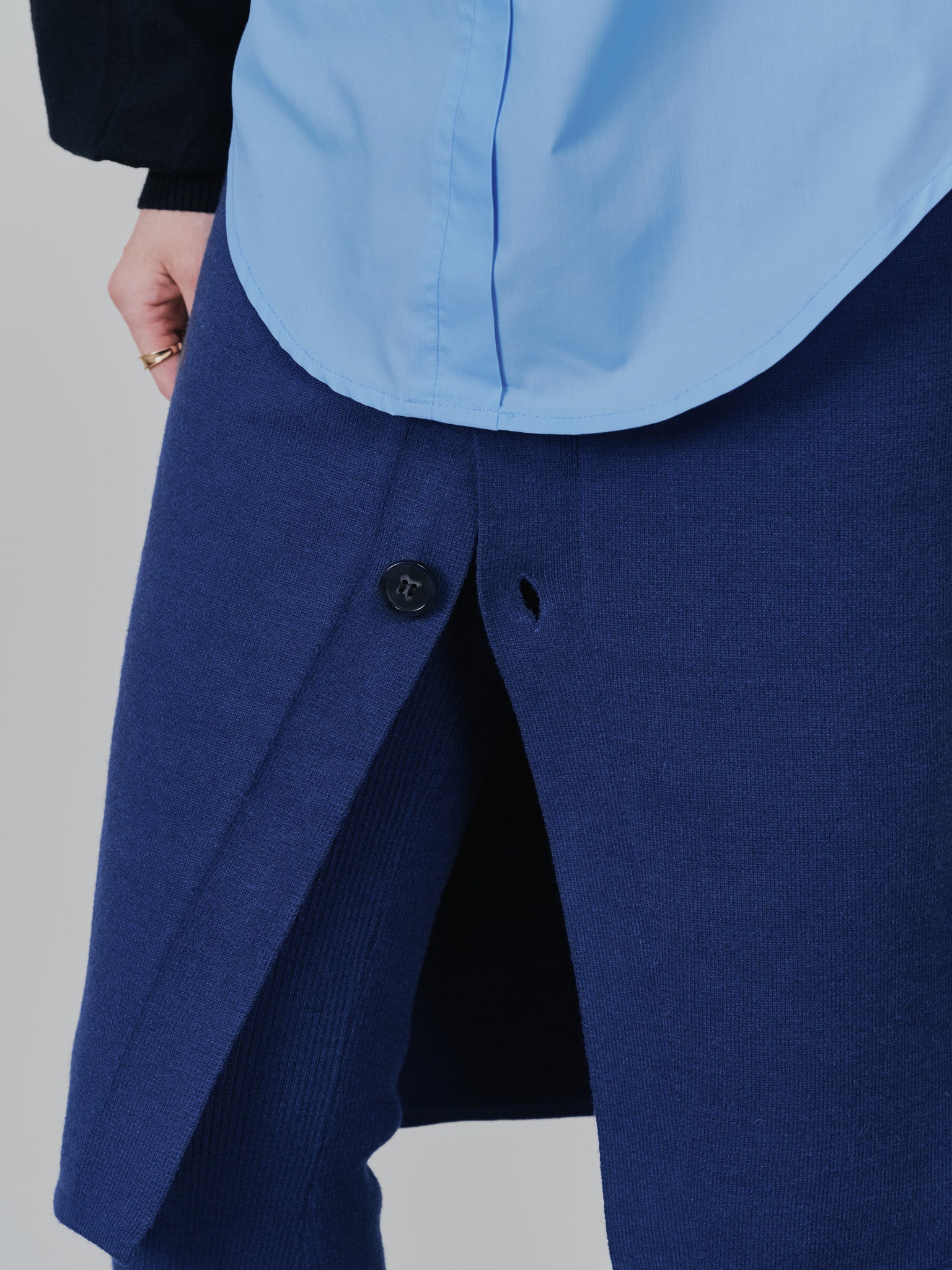 スカートレイヤードニットパンツ [601415] blue