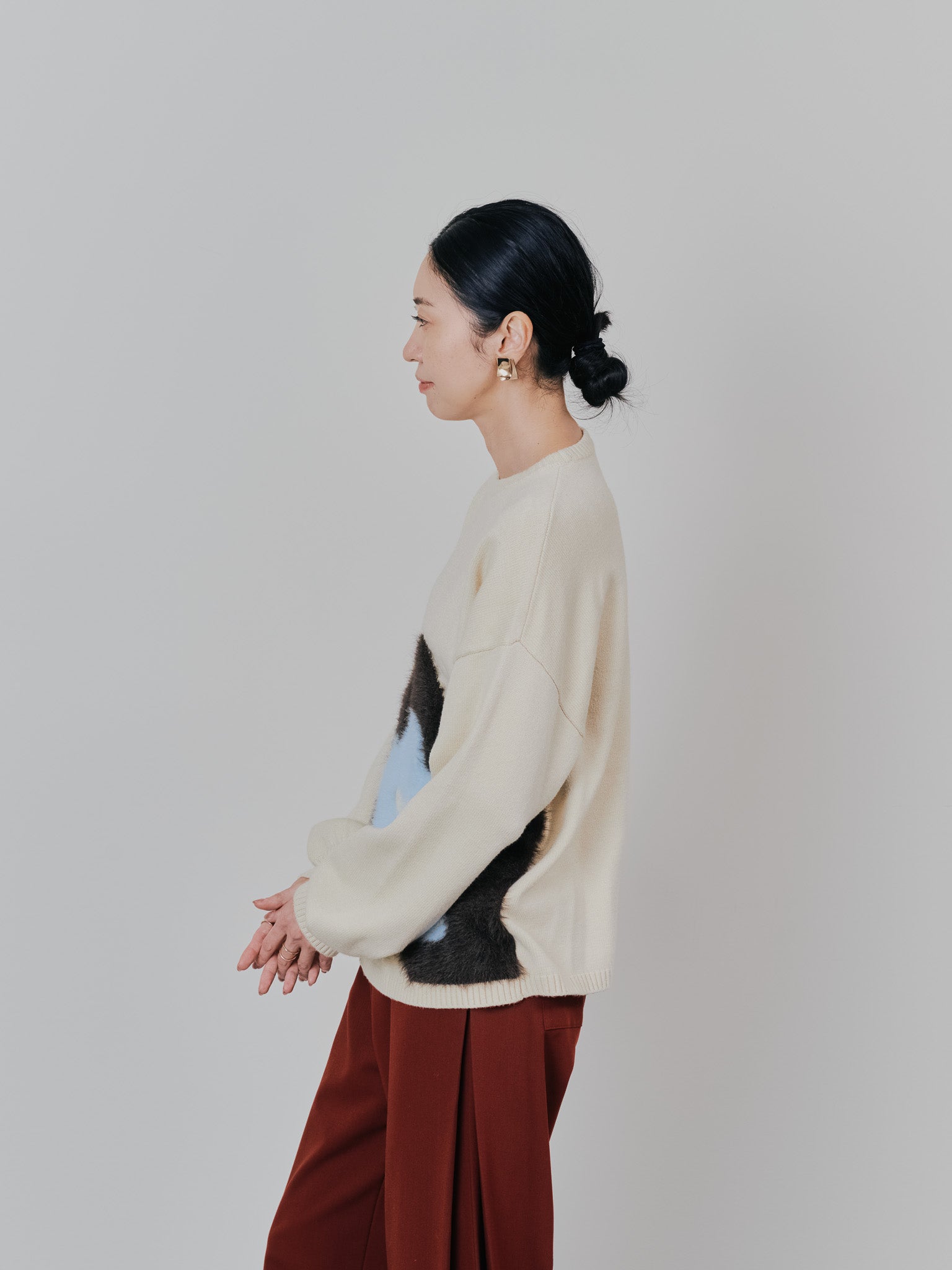 フラワーモチーフニットトップス [601408] ecru