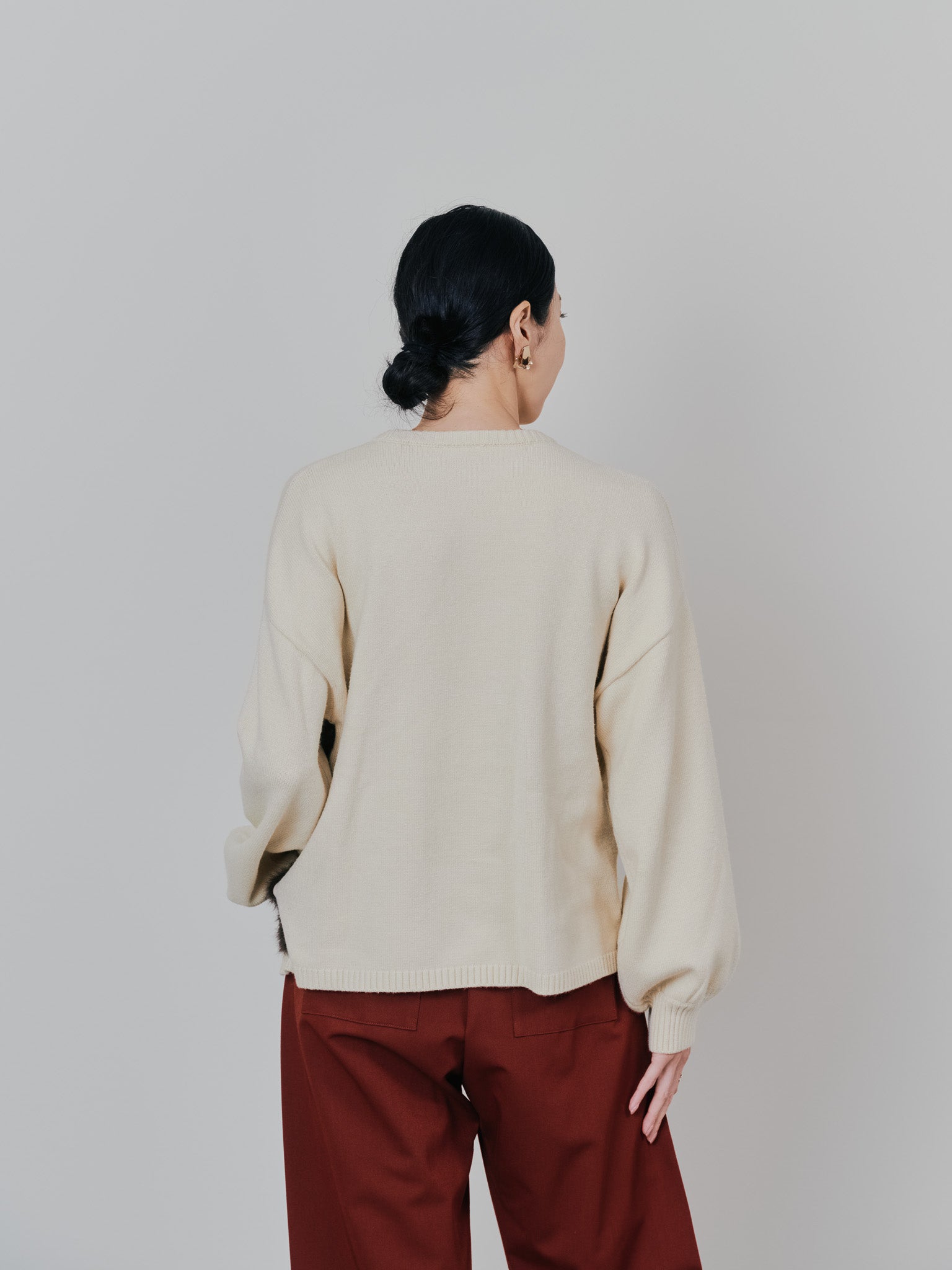 フラワーモチーフニットトップス [601408] ecru