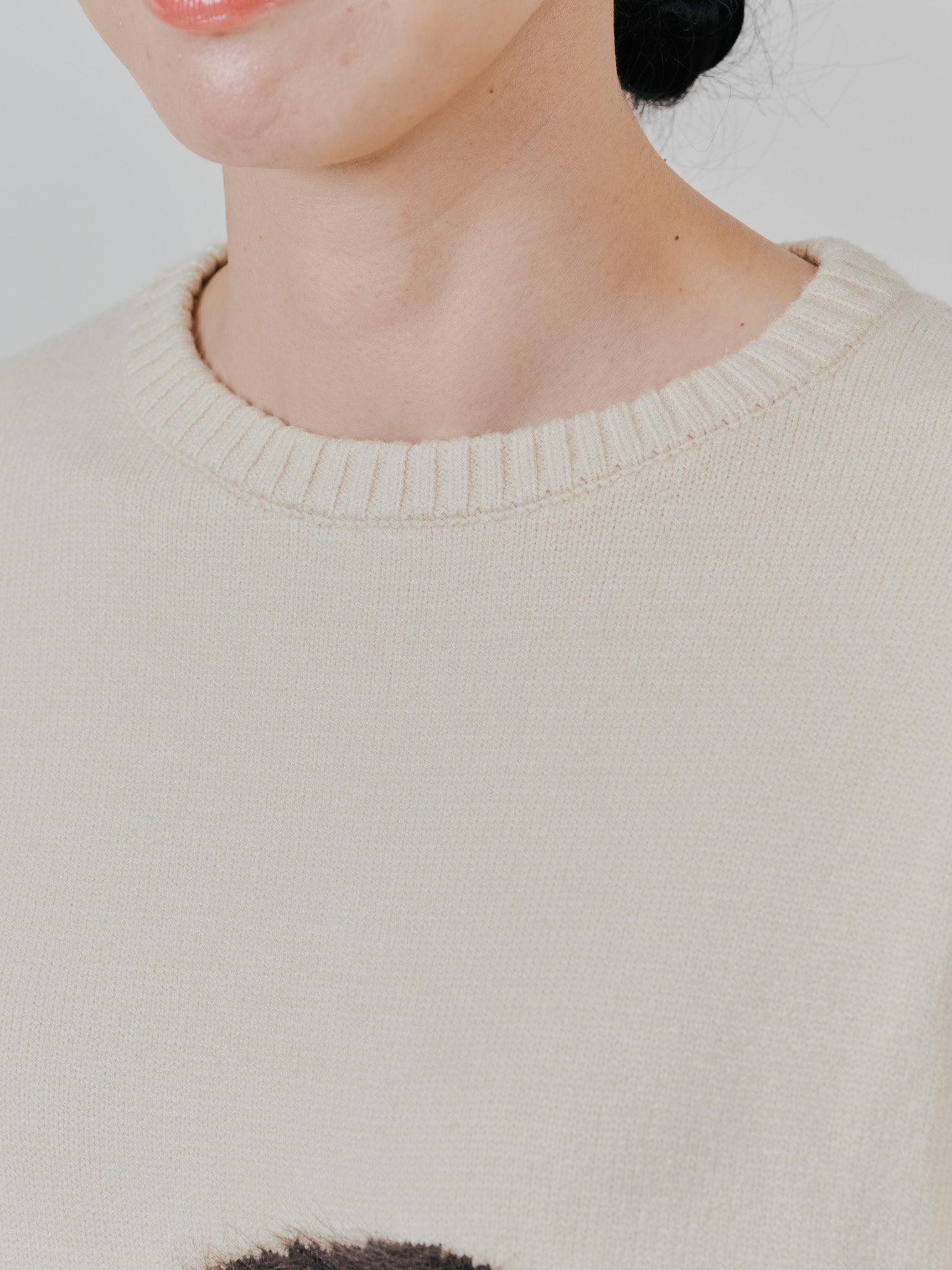 フラワーモチーフニットトップス [601408] ecru