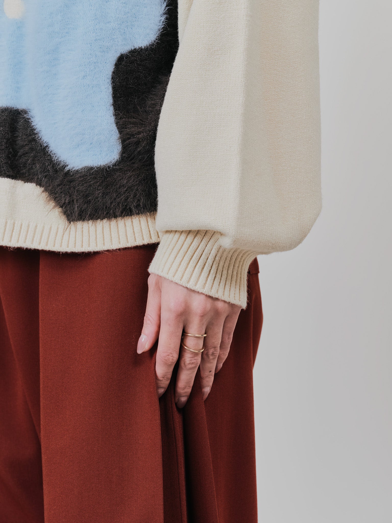 フラワーモチーフニットトップス [601408] ecru