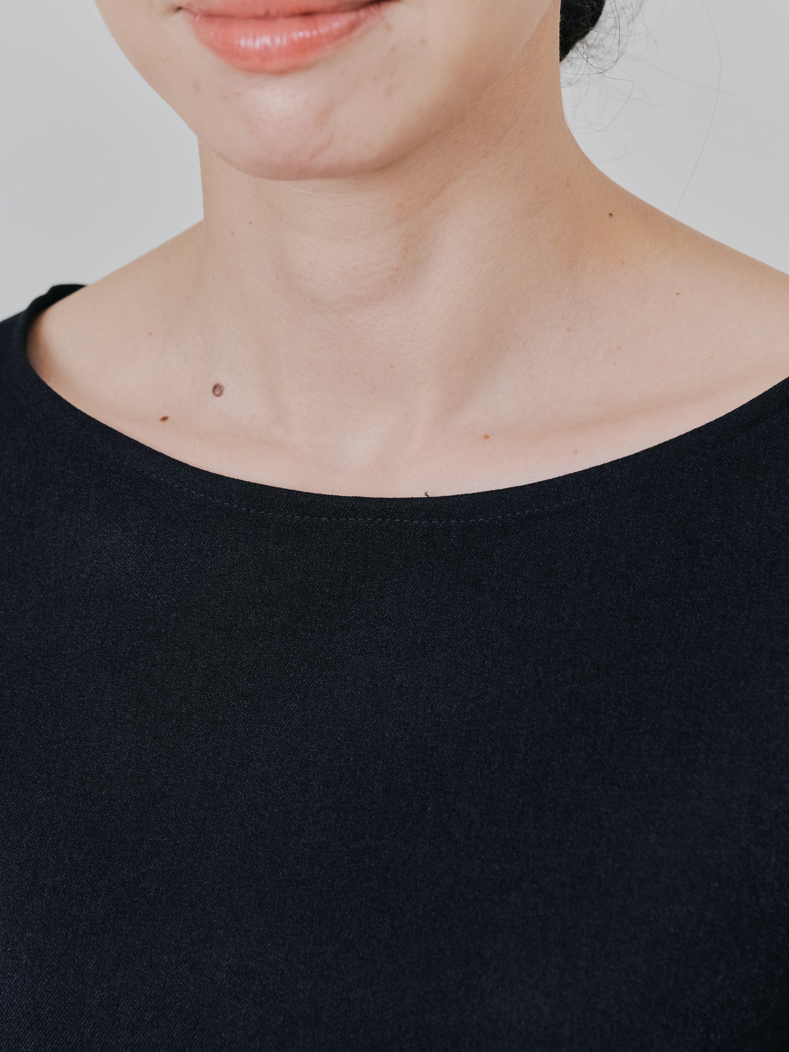 ウエストタックウールライクツイルトップス [608327] black