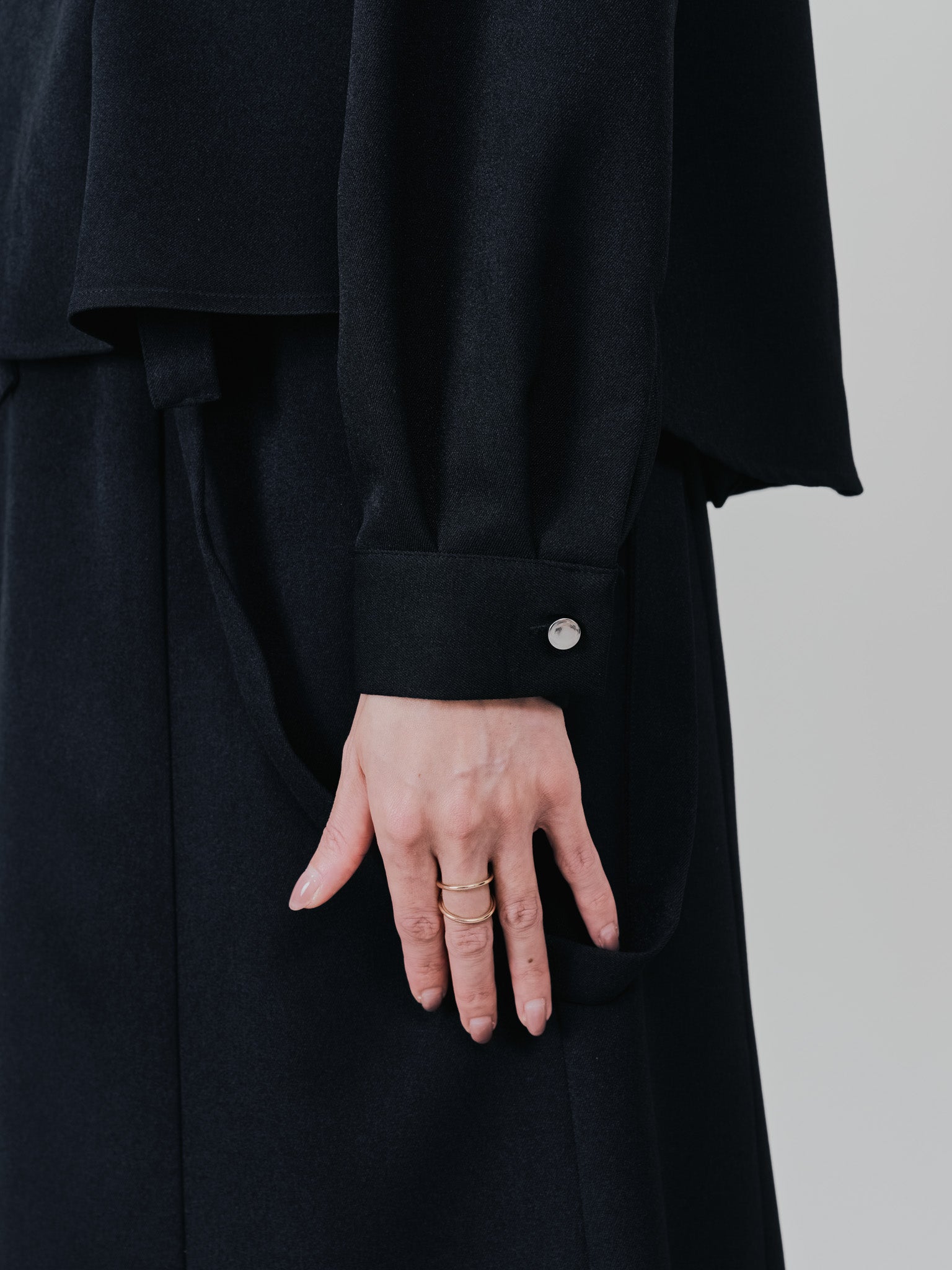 ウエストタックウールライクツイルトップス [608327] black