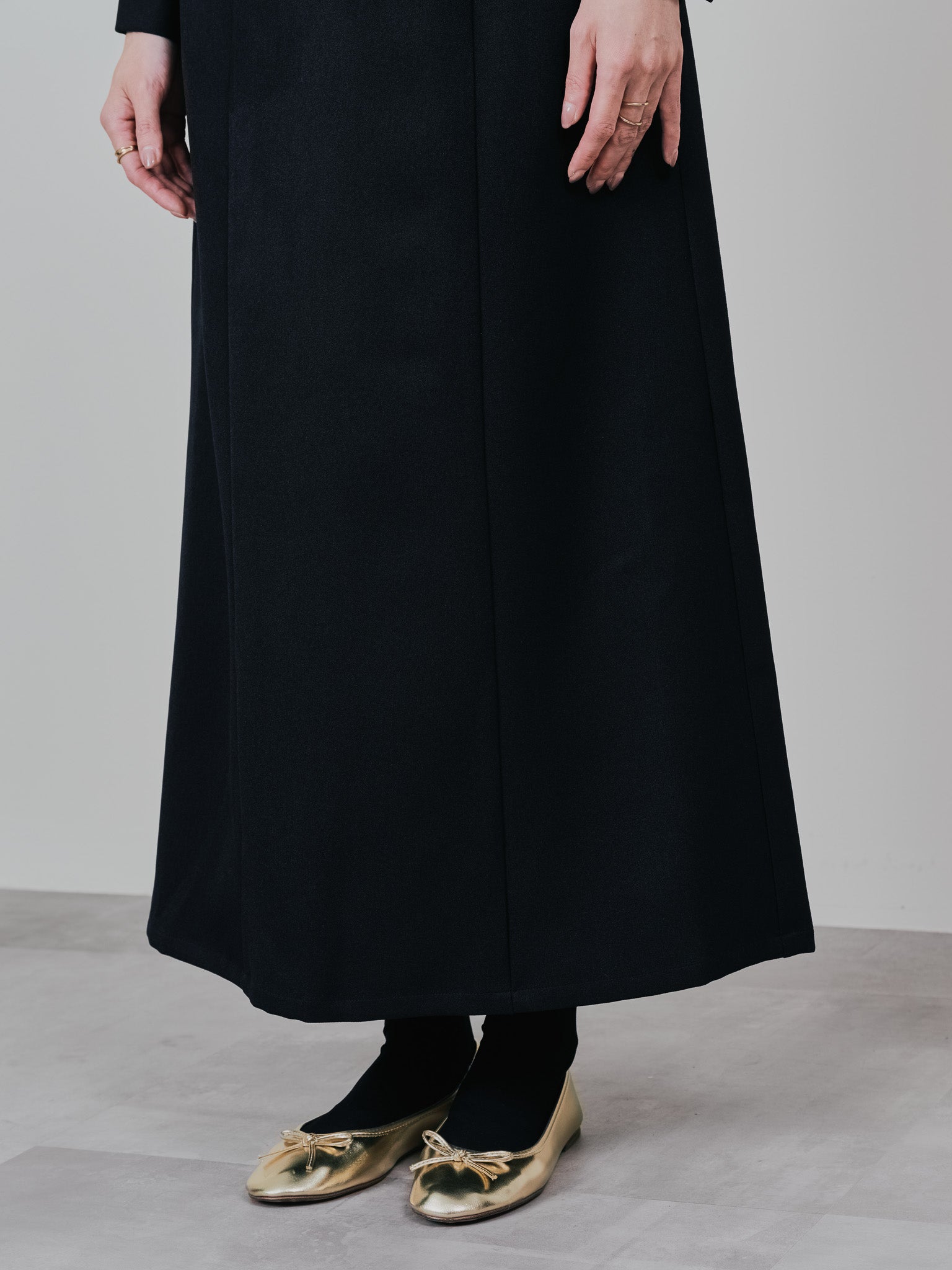 サスペンダー付ソフトAラインスカート [608328] black