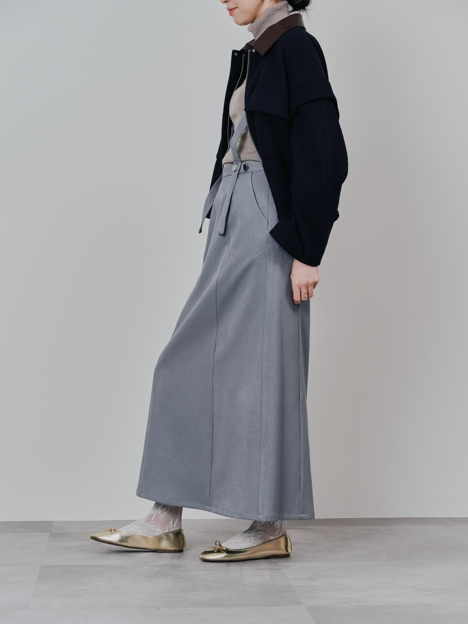 サスペンダー付ソフトAラインスカート [608328] grey