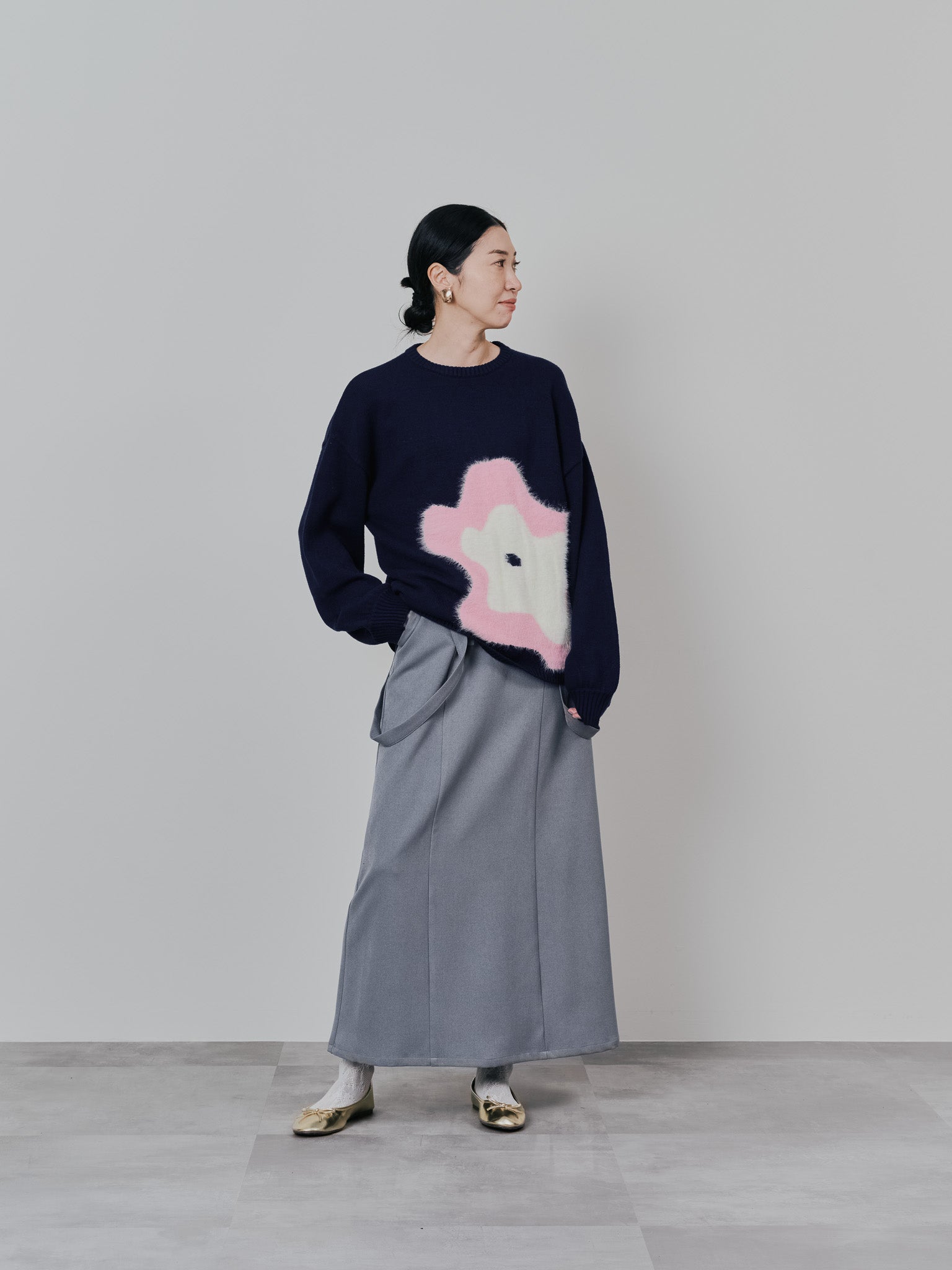 サスペンダー付ソフトAラインスカート [608328] grey