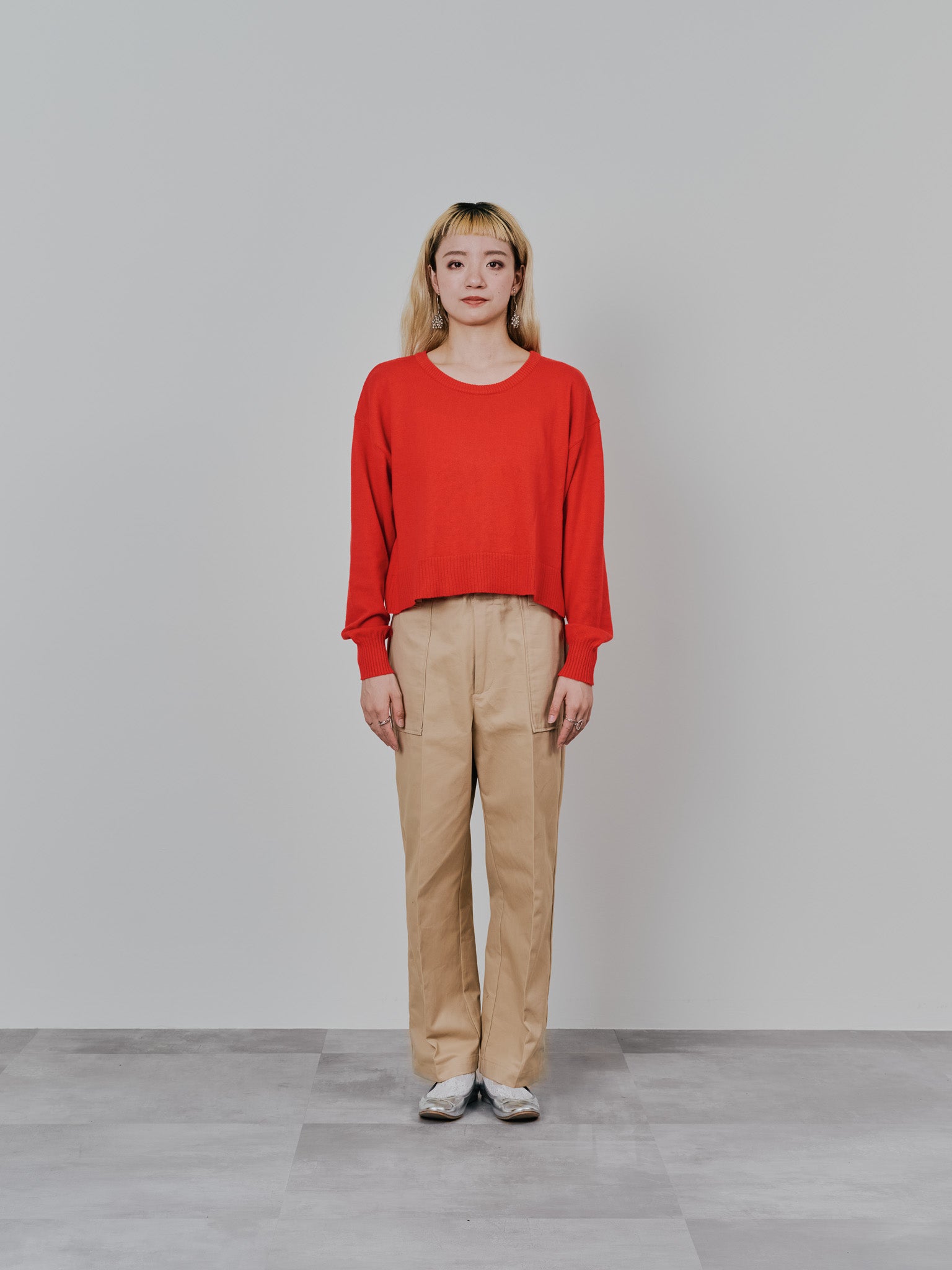 【-PRE SALE- 12/15 18:00まで!!】バックスリットカシミアニットトップス [605550] red