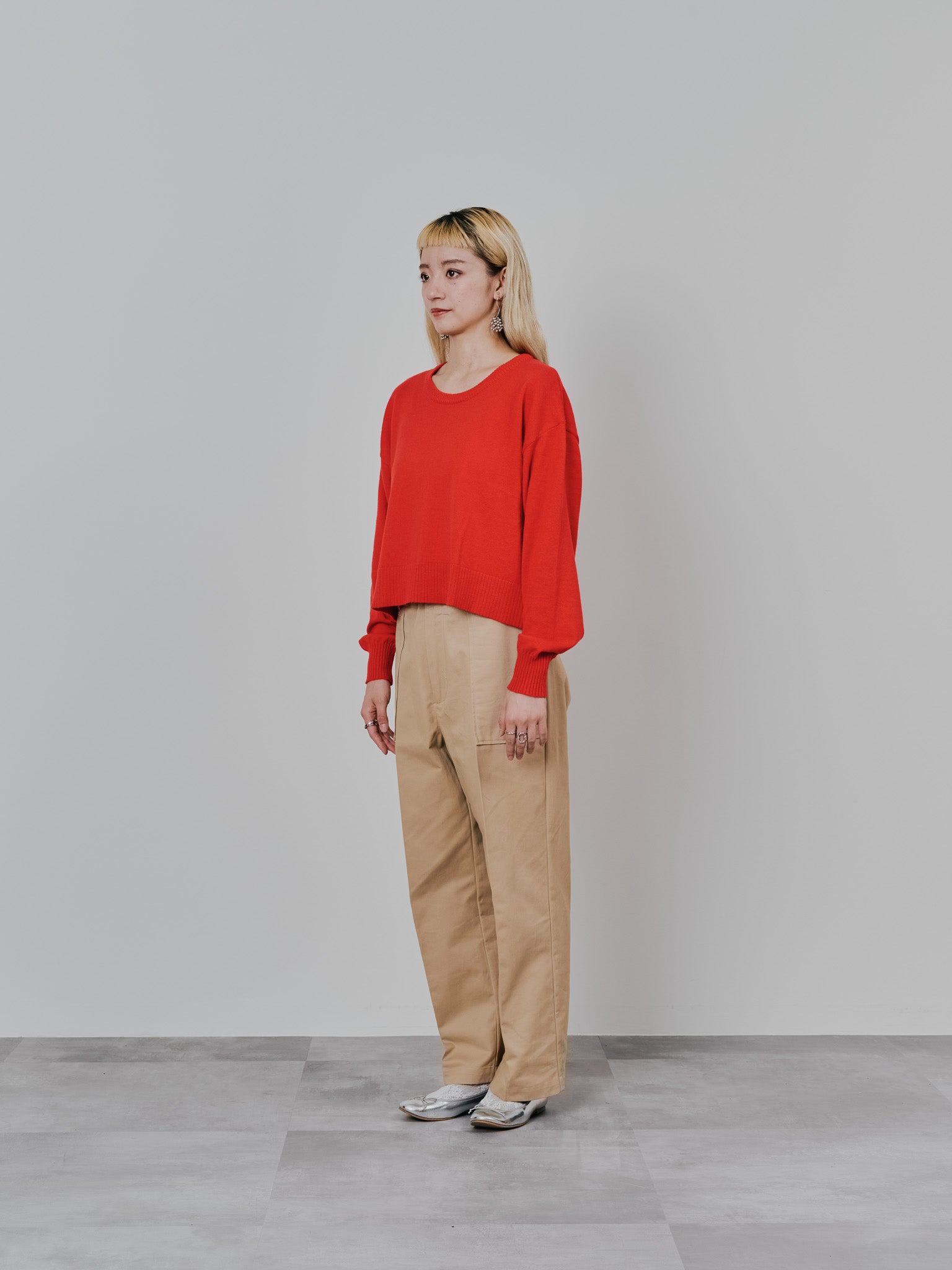 【-PRE SALE- 12/15 18:00まで!!】バックスリットカシミアニットトップス [605550] red
