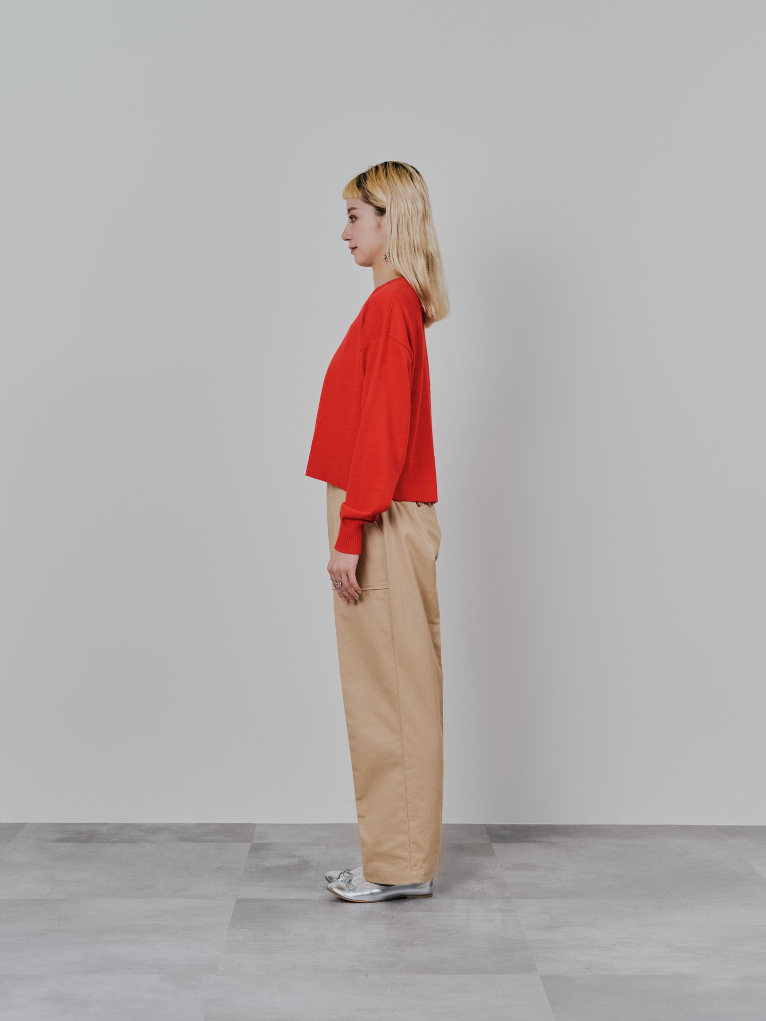 【-PRE SALE- 12/15 18:00まで!!】バックスリットカシミアニットトップス [605550] red