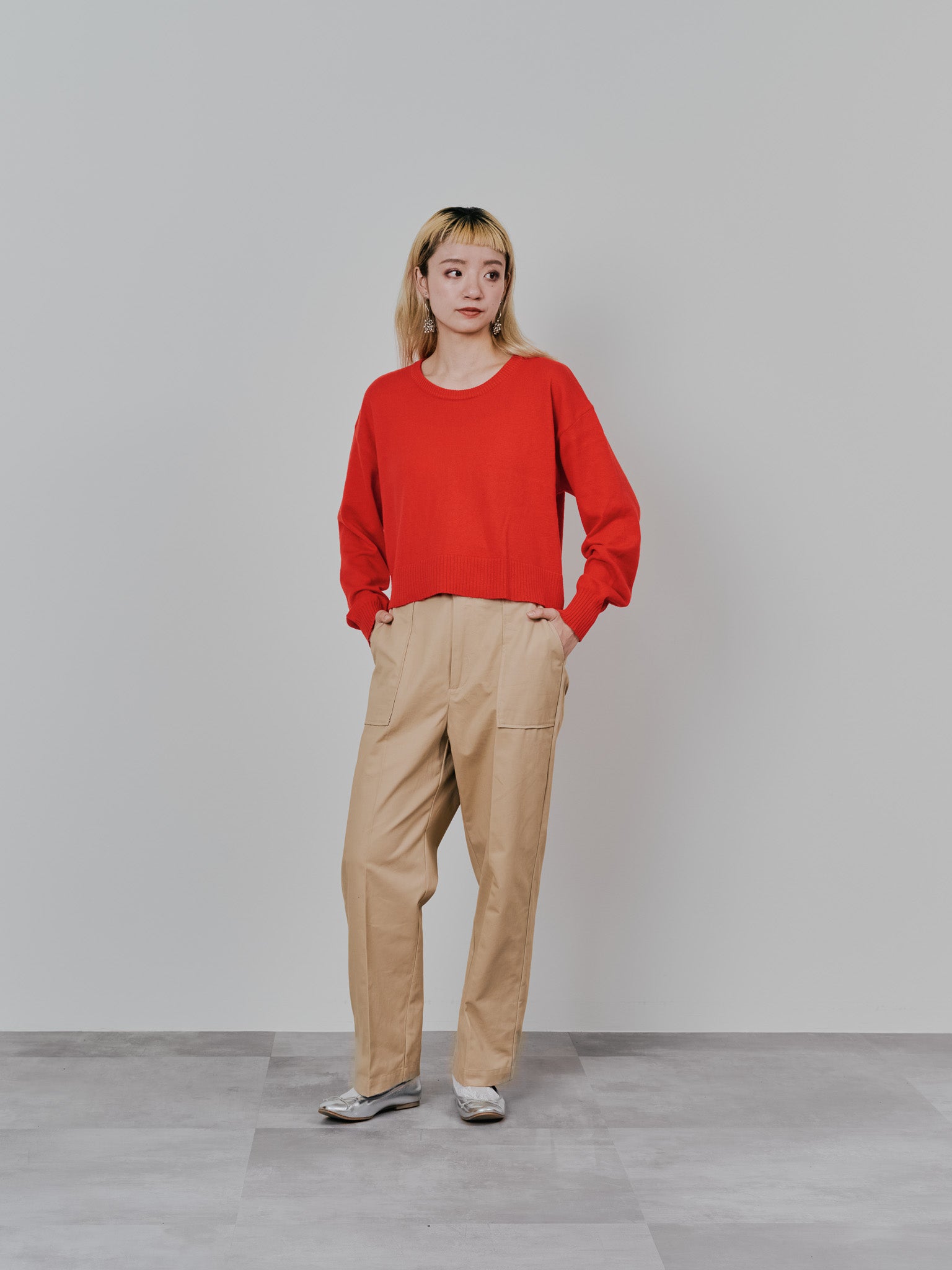 【-PRE SALE- 12/15 18:00まで!!】バックスリットカシミアニットトップス [605550] red