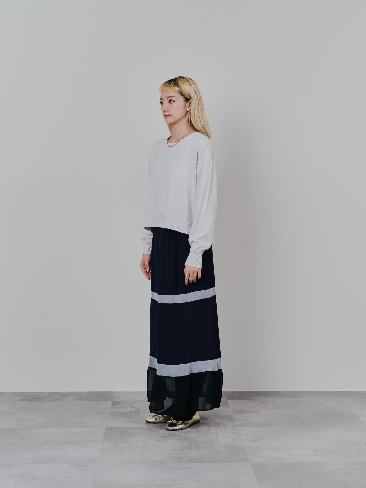 【-PRE SALE- 12/15 18:00まで!!】バックスリットカシミアニットトップス [605550] light grey