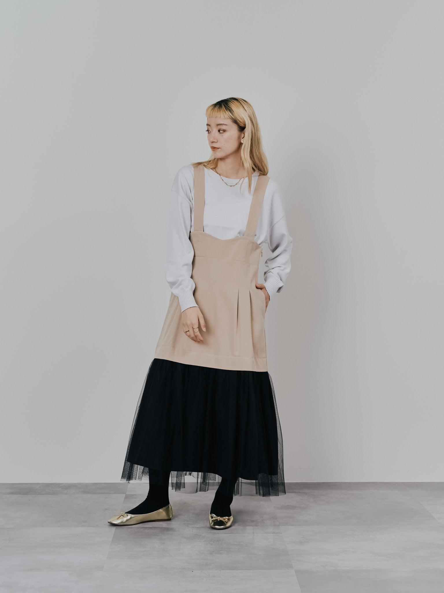 【-PRE SALE- 12/15 18:00まで!!】バックスリットカシミアニットトップス [605550] light grey