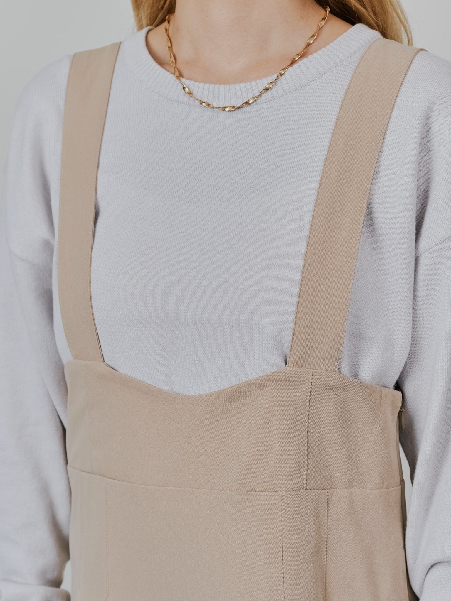 【-PRE SALE- 12/15 18:00まで!!】チュールドッキングチノジャンパースカ―ト [601418] beige