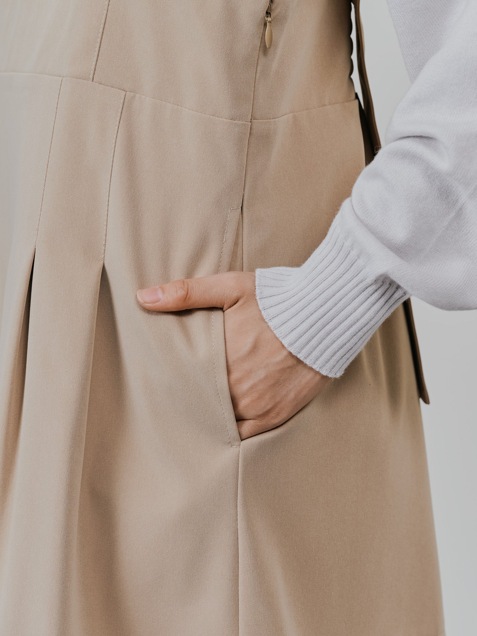 【-PRE SALE- 12/15 18:00まで!!】チュールドッキングチノジャンパースカ―ト [601418] beige