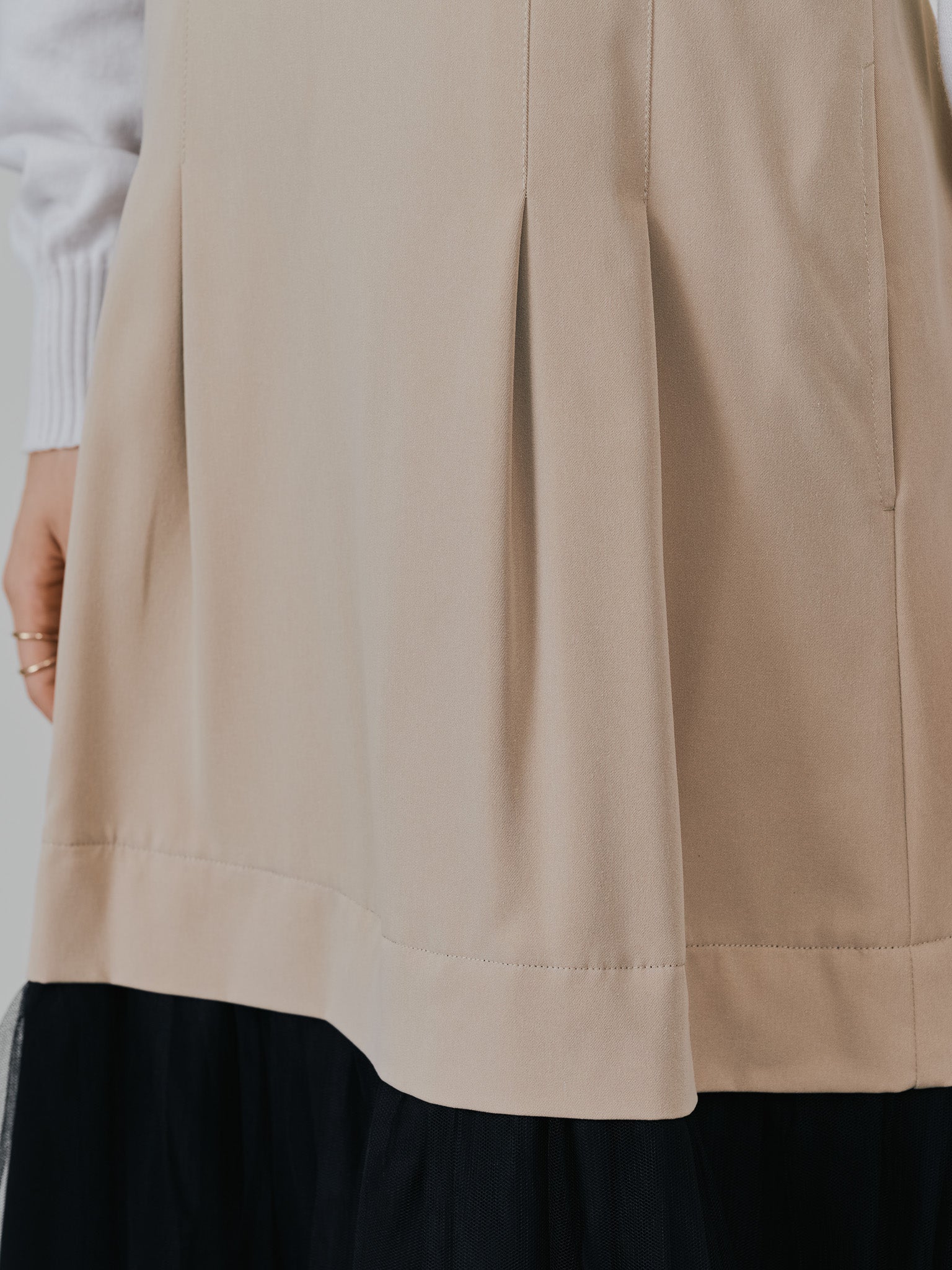 【-PRE SALE- 12/15 18:00まで!!】チュールドッキングチノジャンパースカ―ト [601418] beige