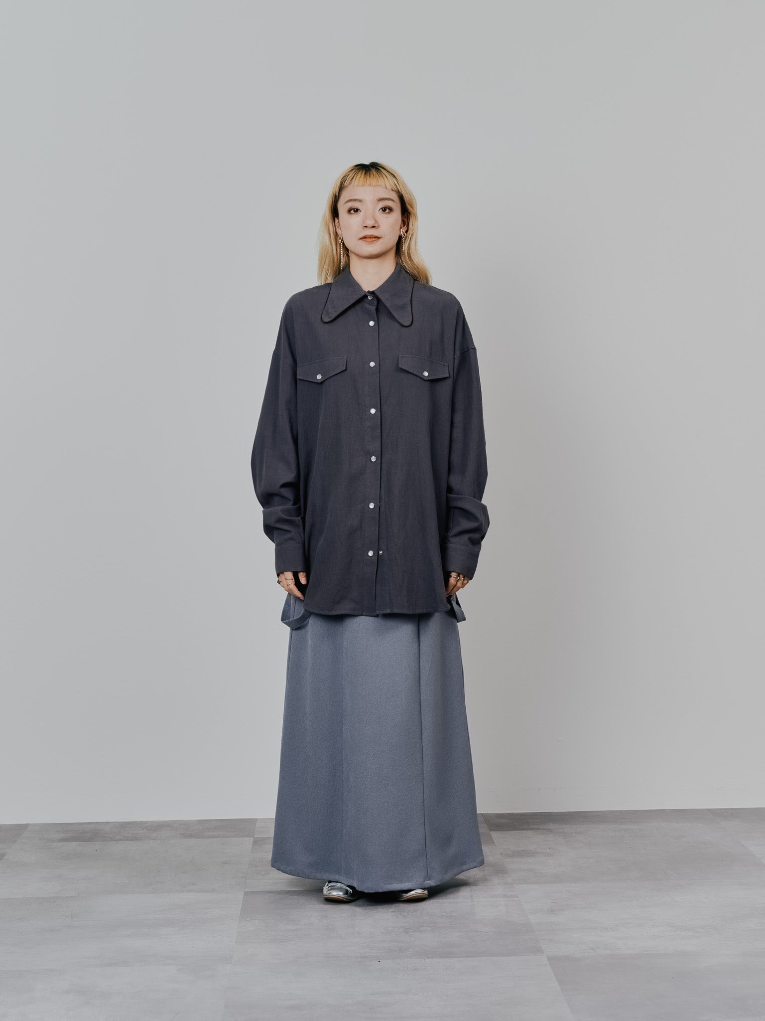 サスペンダー付ソフトAラインスカート [608328] grey