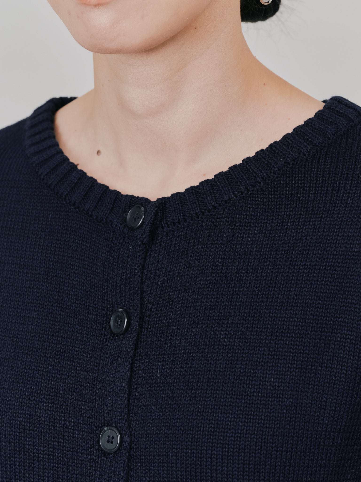 ポイントポップコーンマルチボーダーニットカーディガン [601458] dark navy