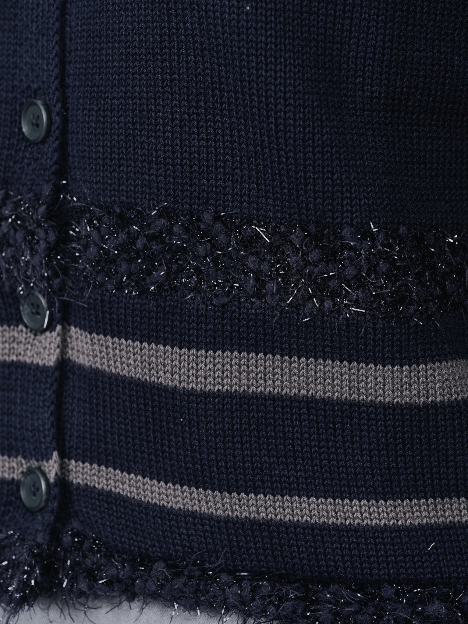 ポイントポップコーンマルチボーダーニットカーディガン [601458] dark navy