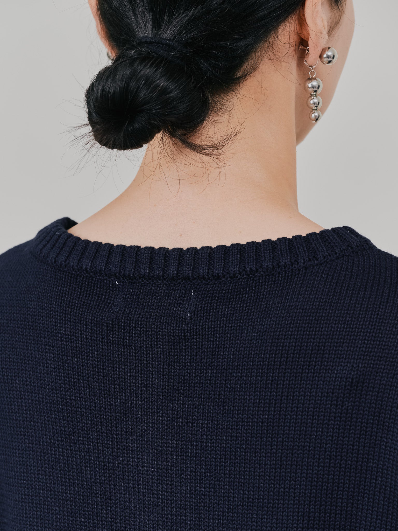 ポイントポップコーンマルチボーダーニットカーディガン [601458] dark navy