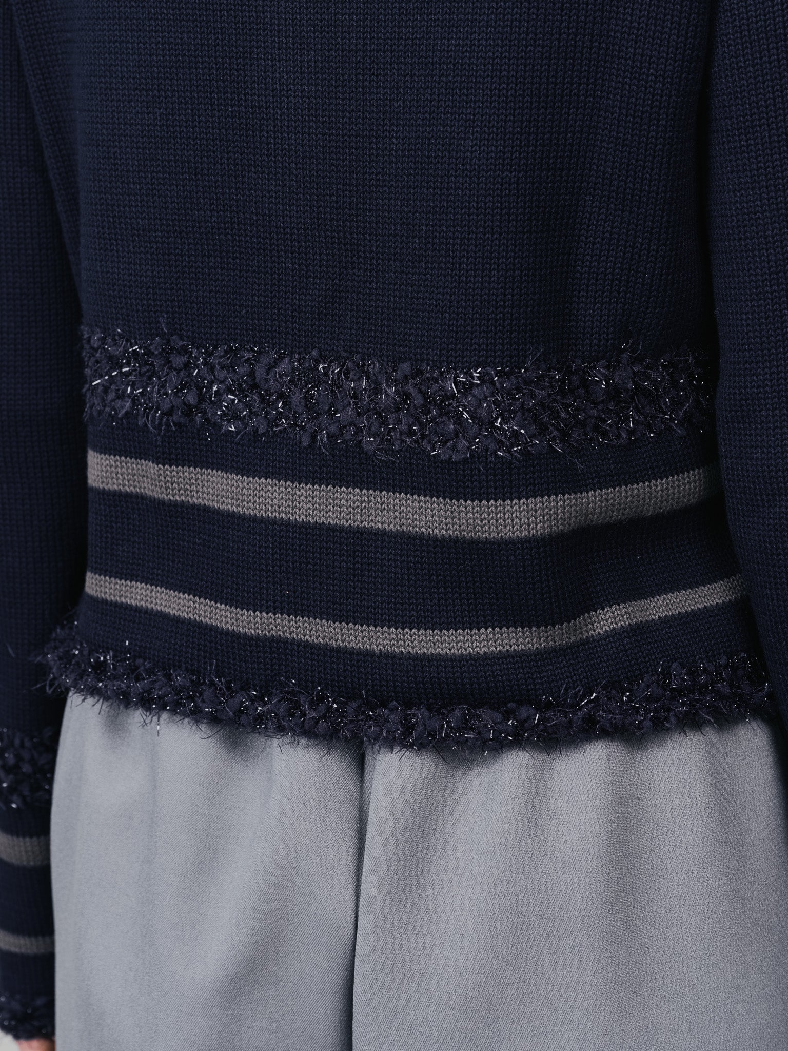 ポイントポップコーンマルチボーダーニットカーディガン [601458] dark navy