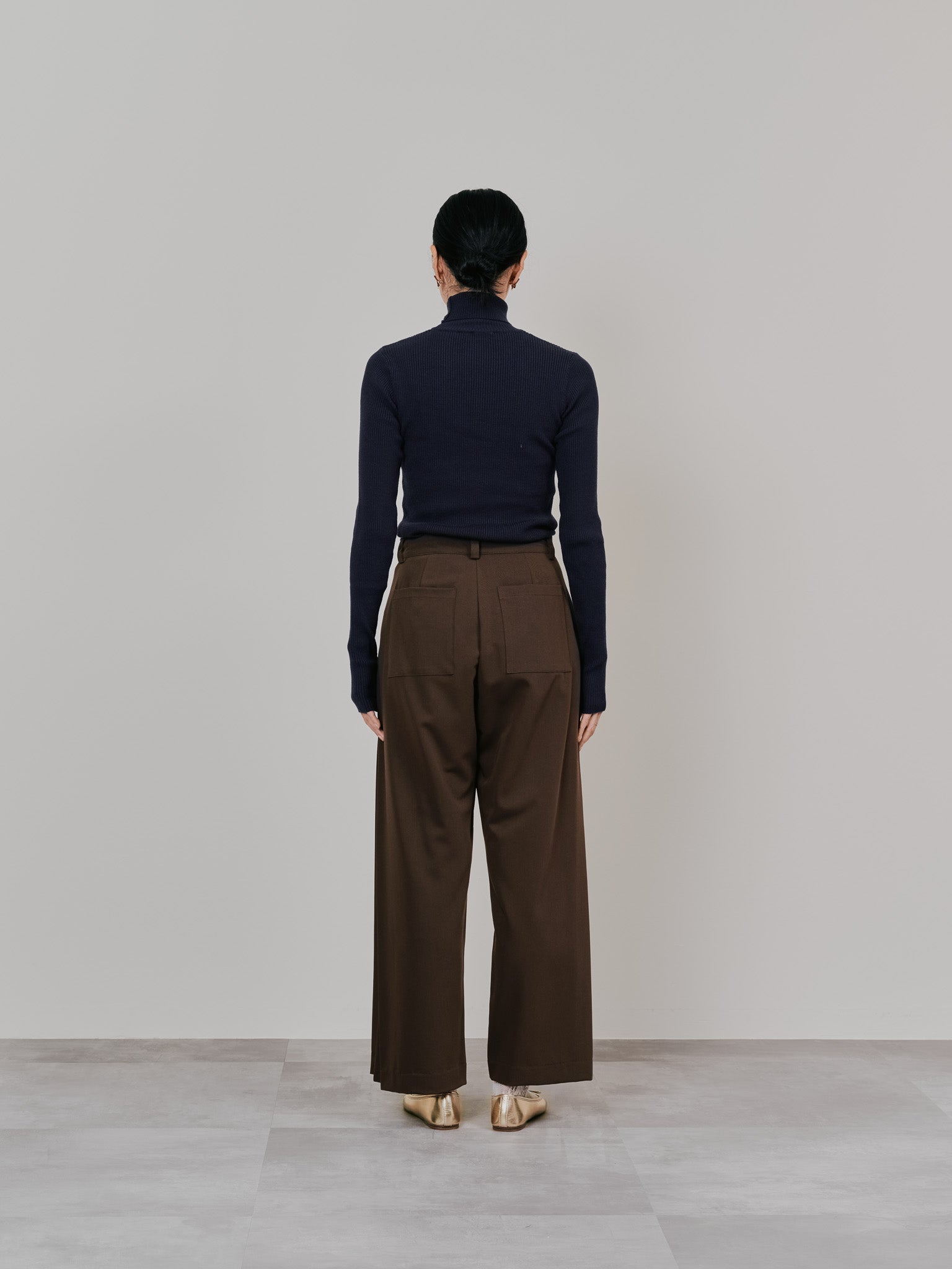 リブタートルニットトップス [605548] navy