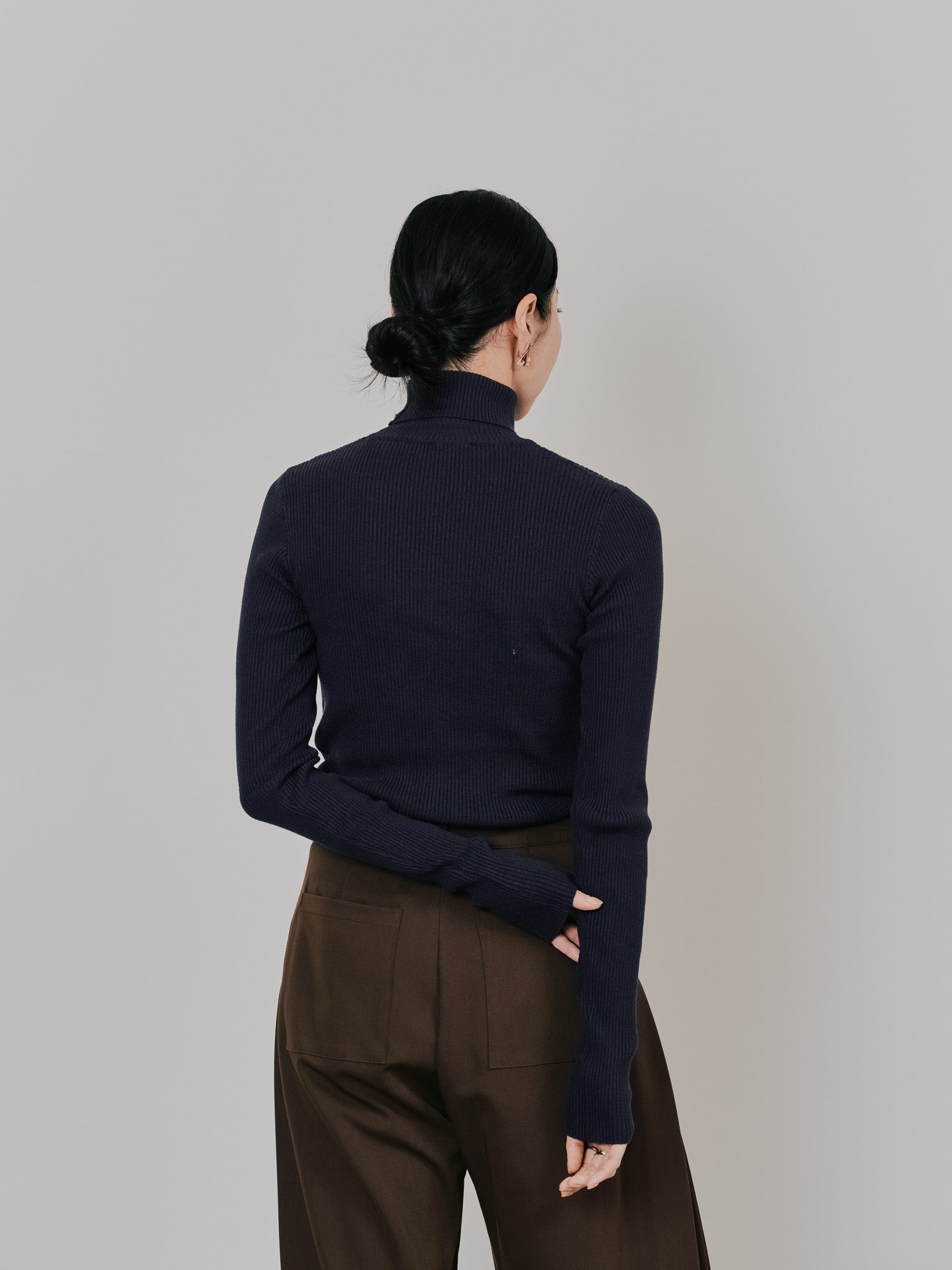 リブタートルニットトップス [605548] navy