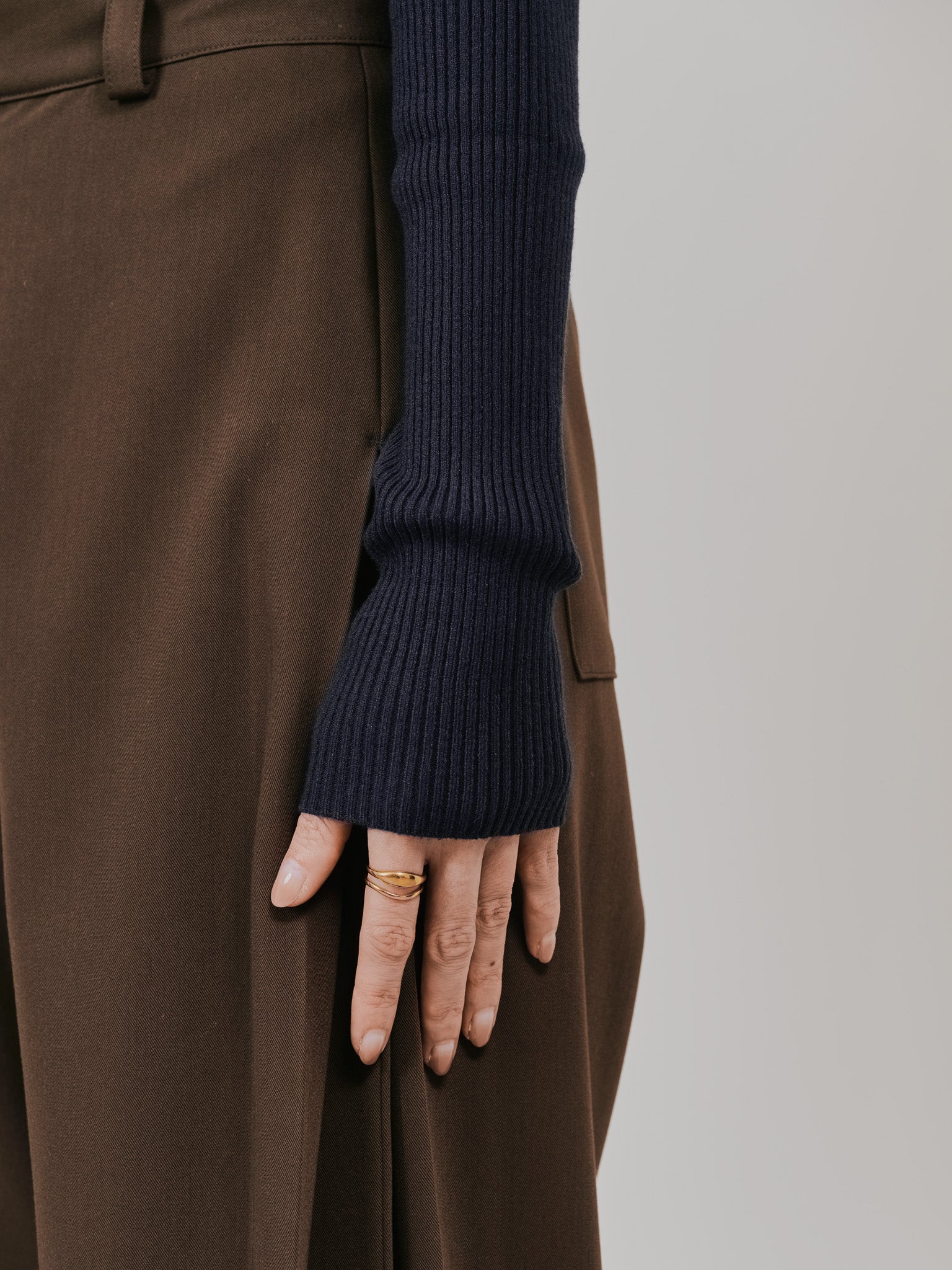 リブタートルニットトップス [605548] navy