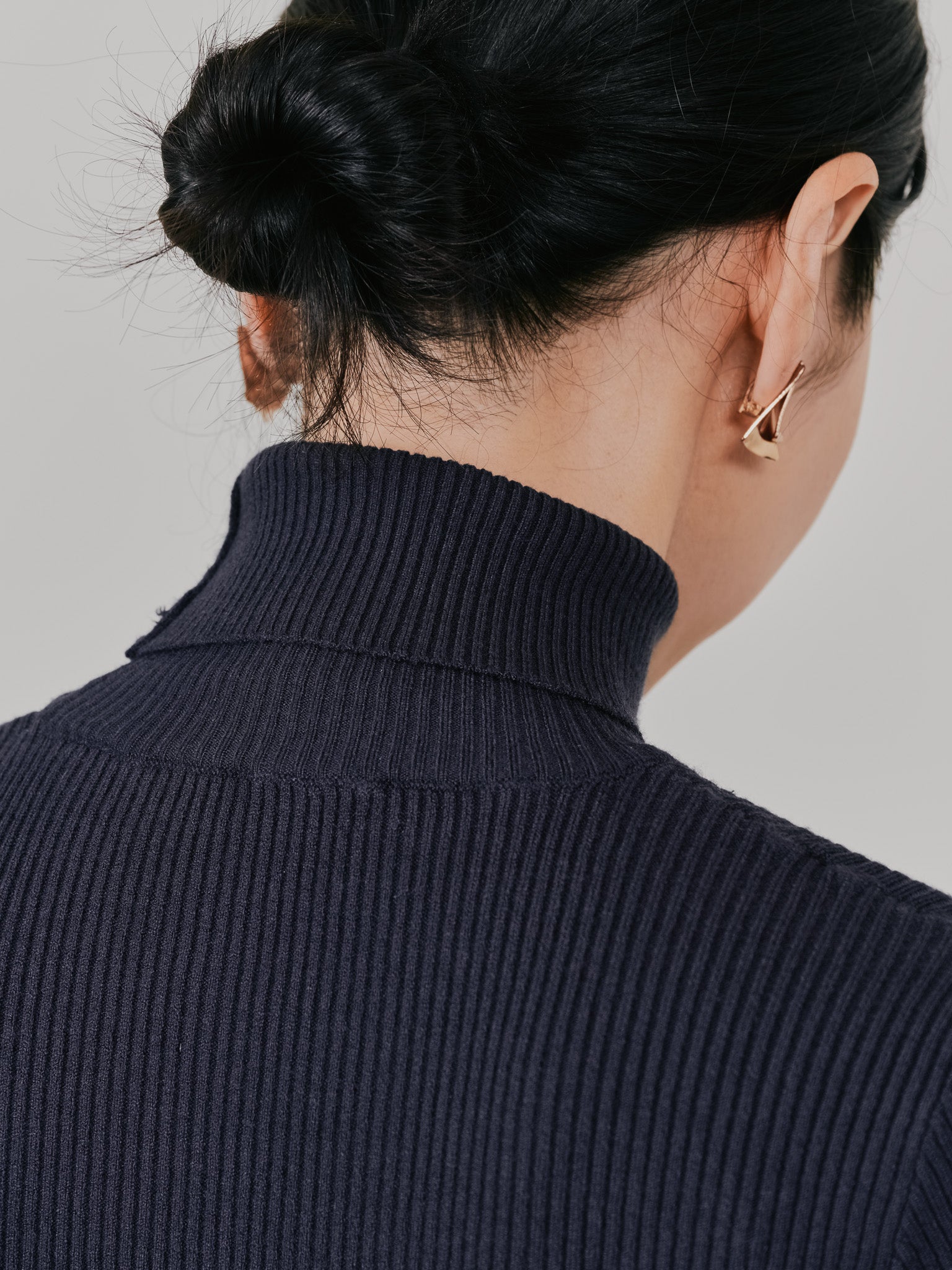 リブタートルニットトップス [605548] navy