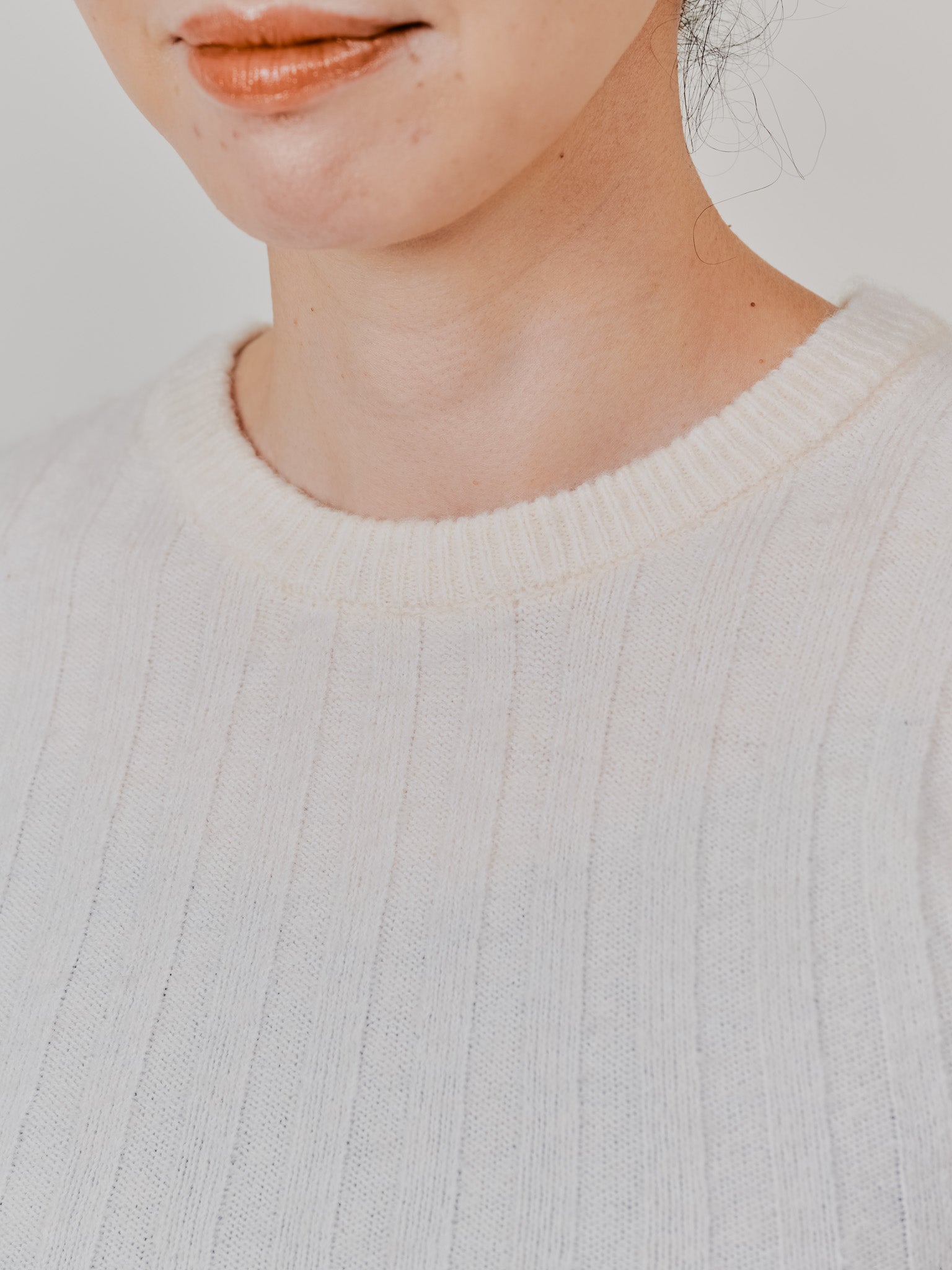 ケーブルペプラムニットトップス [605534] ivory