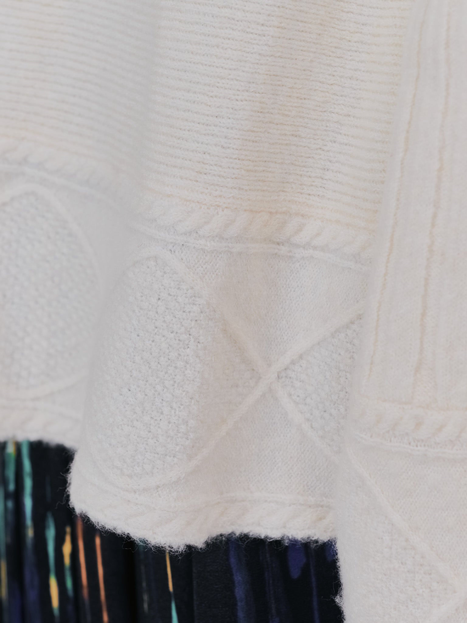 ケーブルペプラムニットトップス [605534] ivory