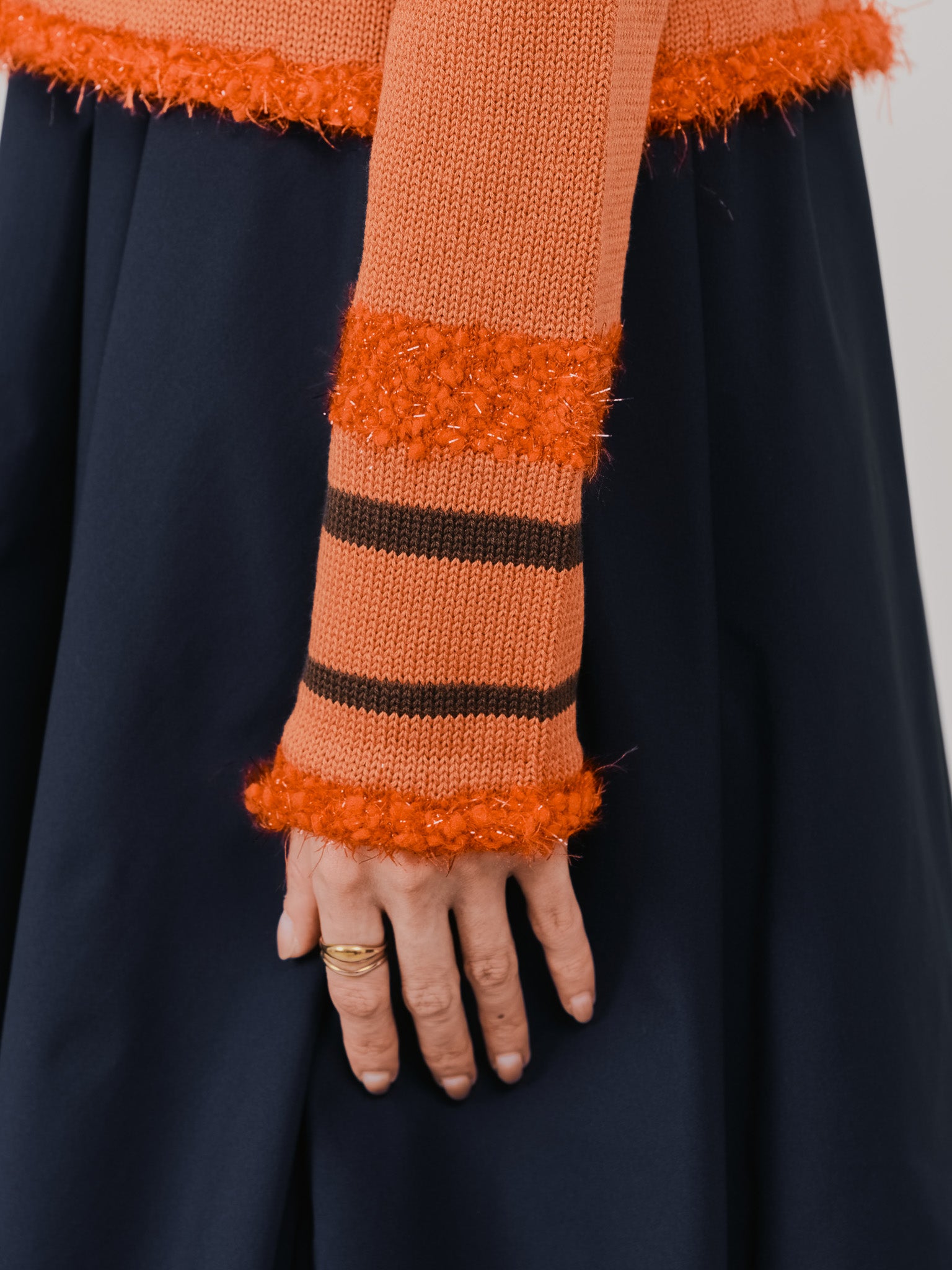 ポイントポップコーンマルチボーダーニットカーディガン [601458] orange