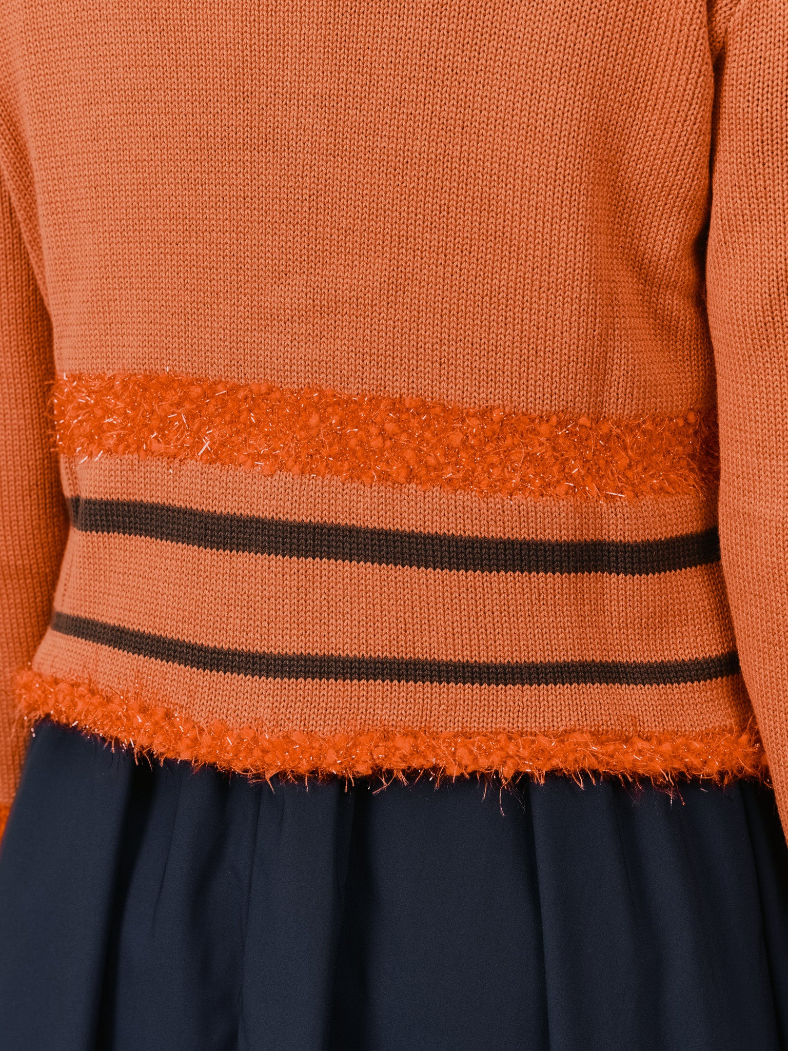 ポイントポップコーンマルチボーダーニットカーディガン [601458] orange