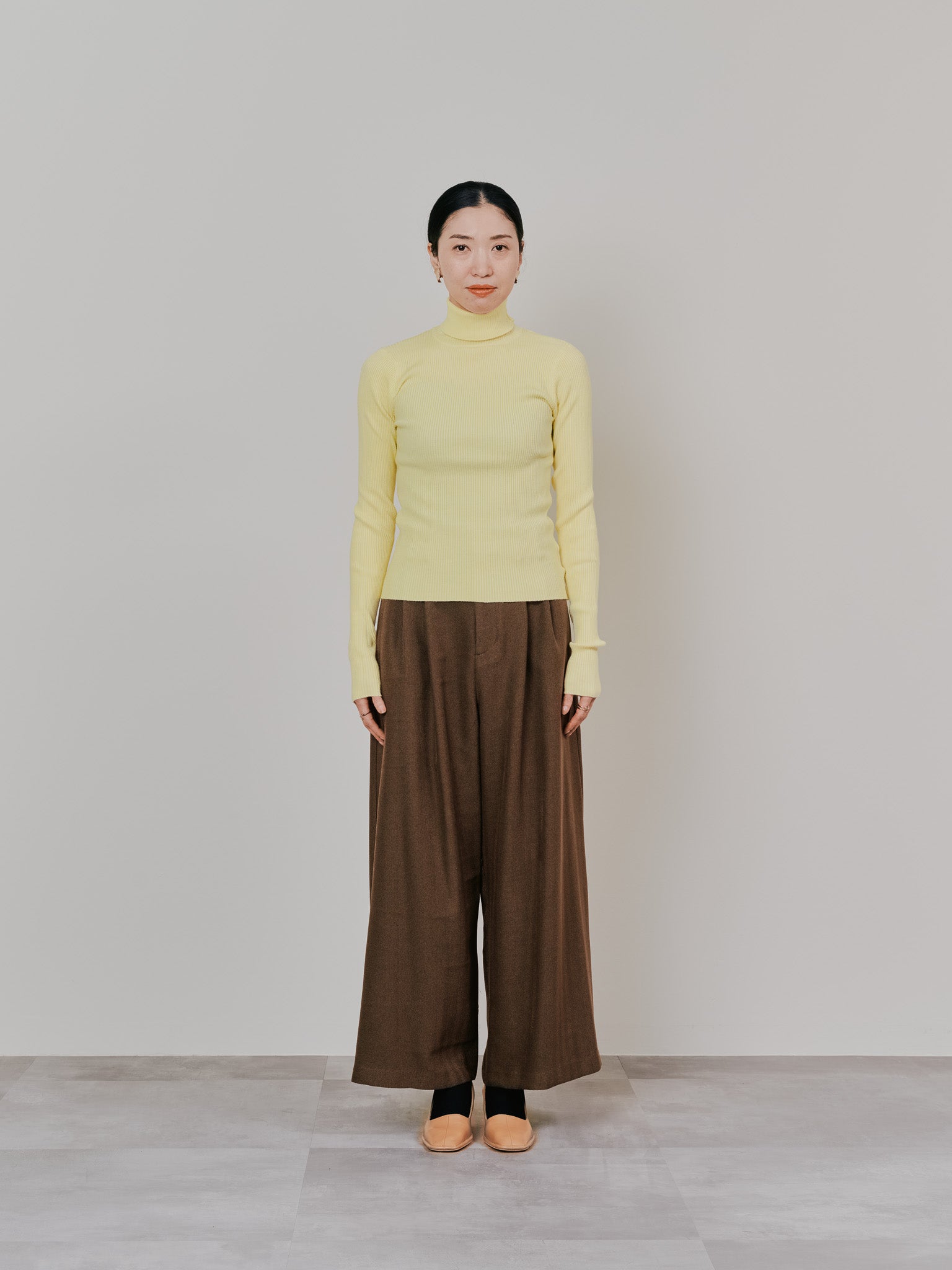 【SALE】リブタートルニットトップス [605548] yellow