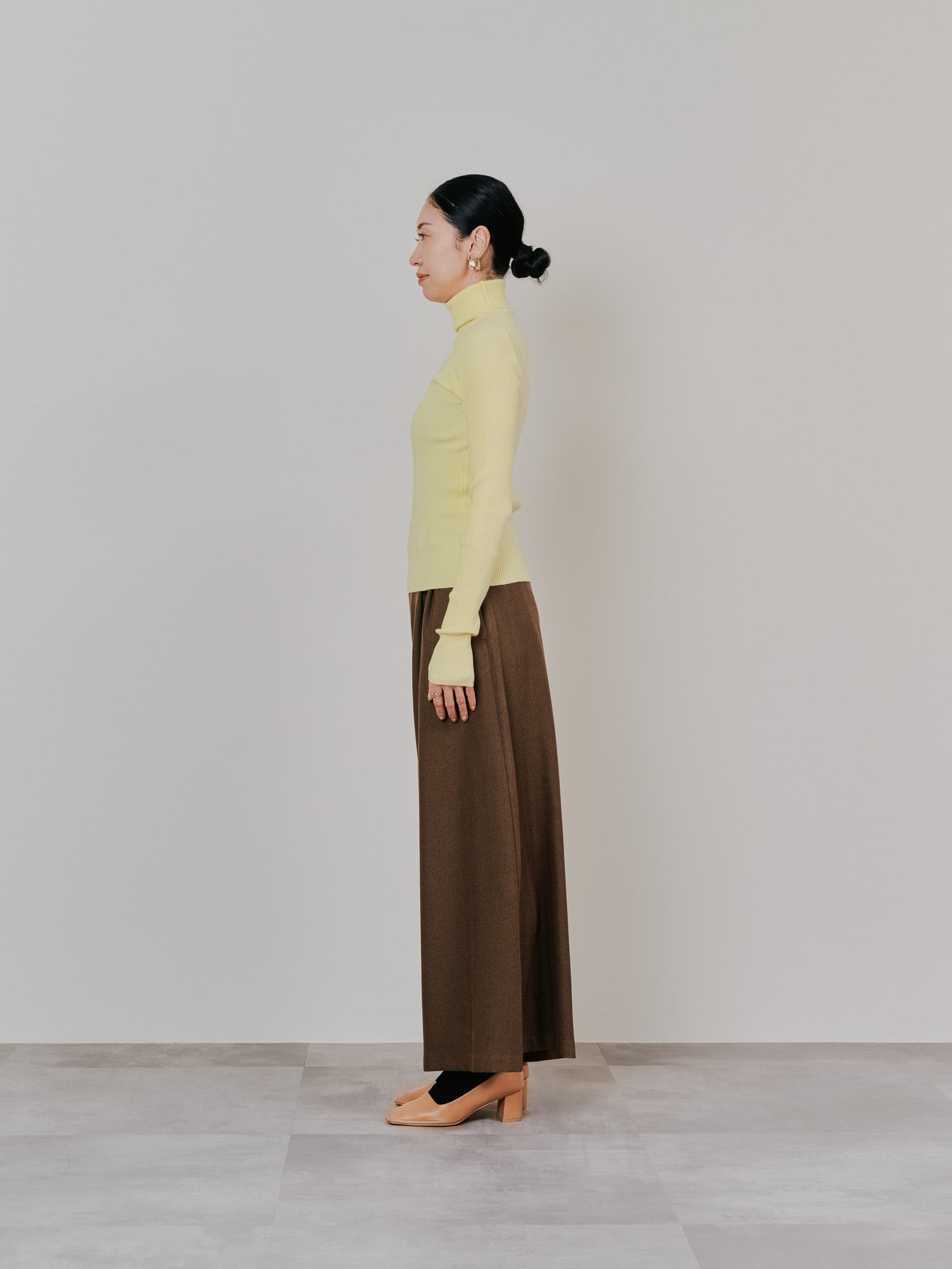 【SALE】リブタートルニットトップス [605548] yellow