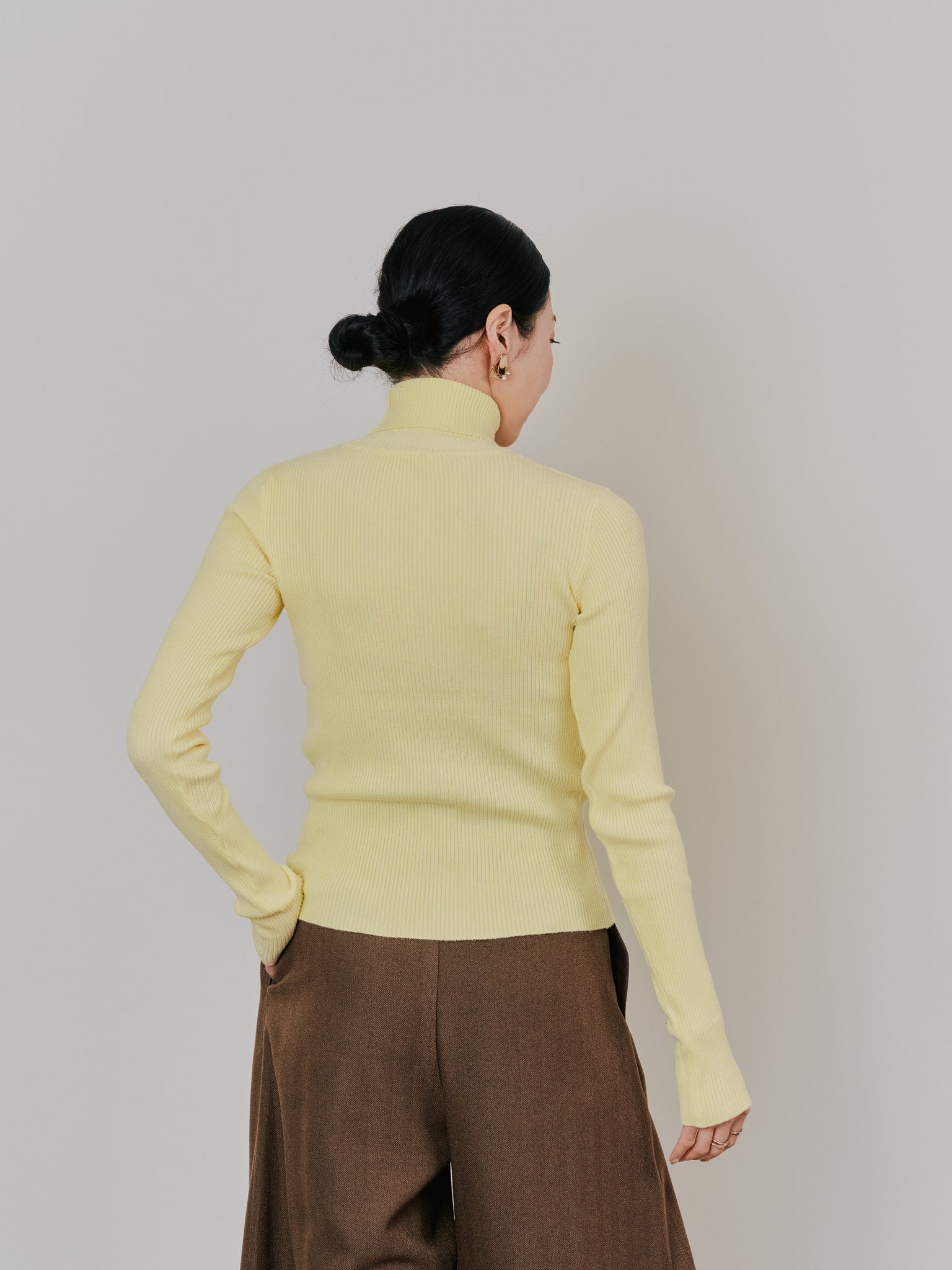 【SALE】リブタートルニットトップス [605548] yellow