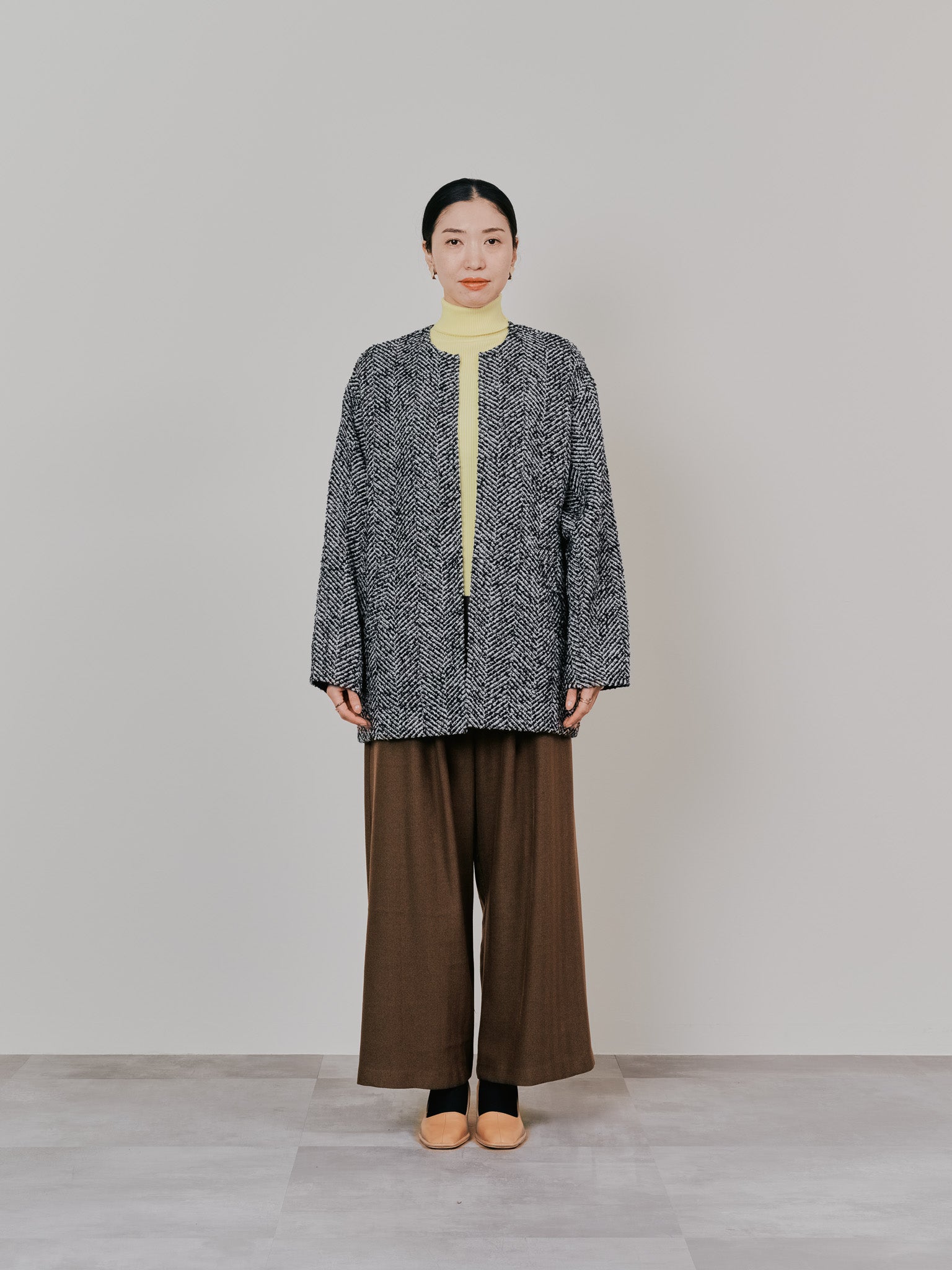 【-PRE SALE- 12/15 18:00まで!!】バックタックヘリンボーンツィードコーディガン [605561] off