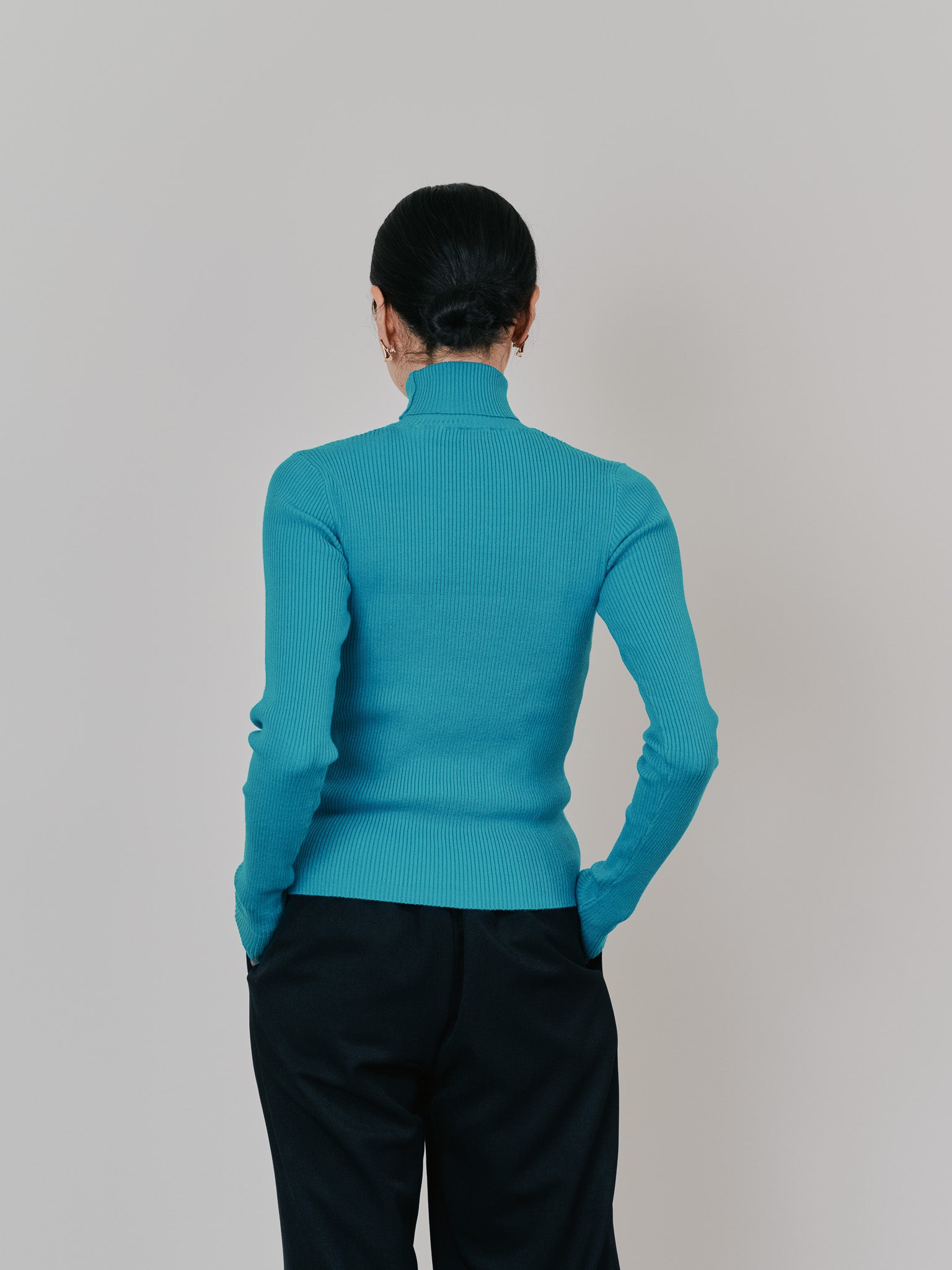 リブタートルニットトップス [605548] turquoise