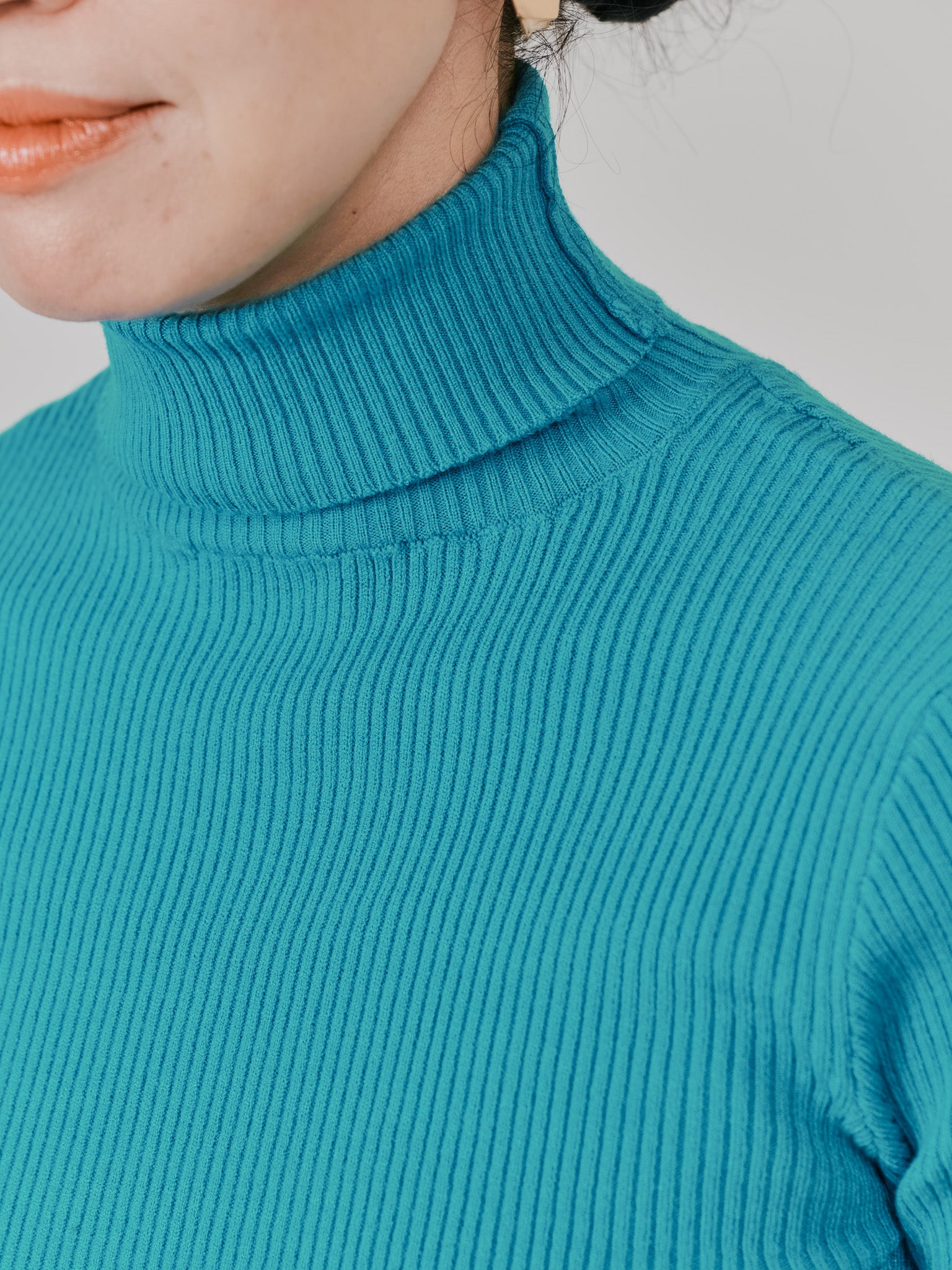 トップス n_t1007 リブタートルニットトップス [605548] turquoise