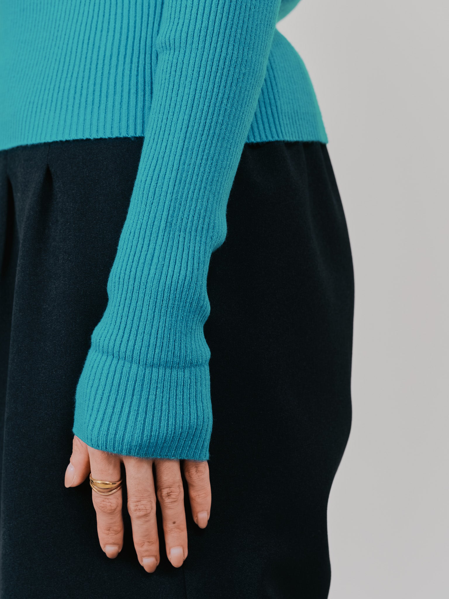 リブタートルニットトップス [605548] turquoise